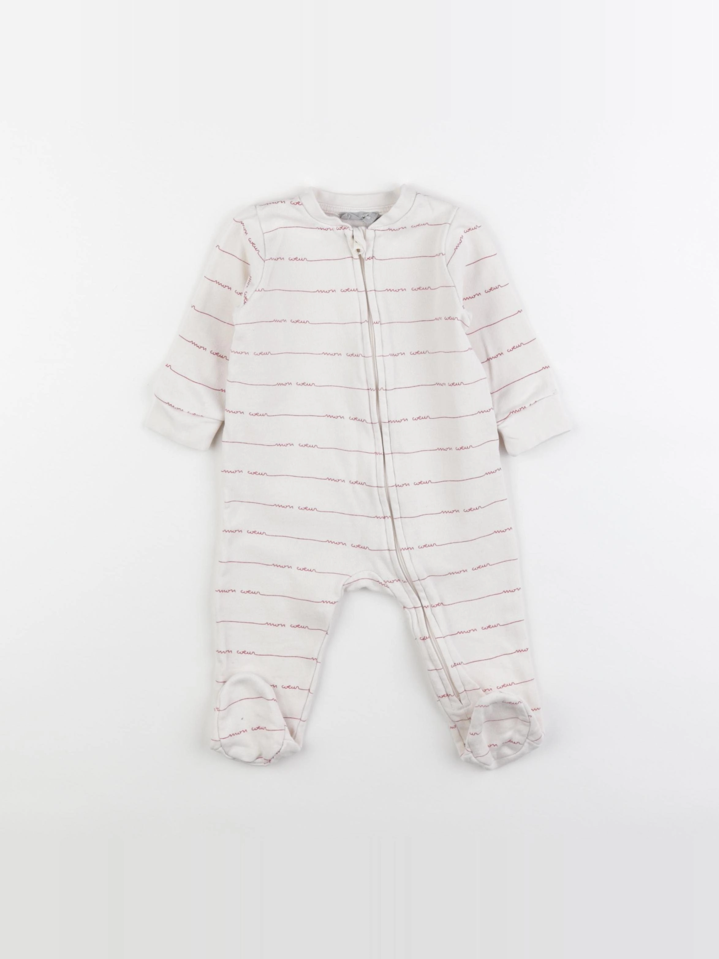 Boutchou - pyjama coton beige, rouge - 6 mois