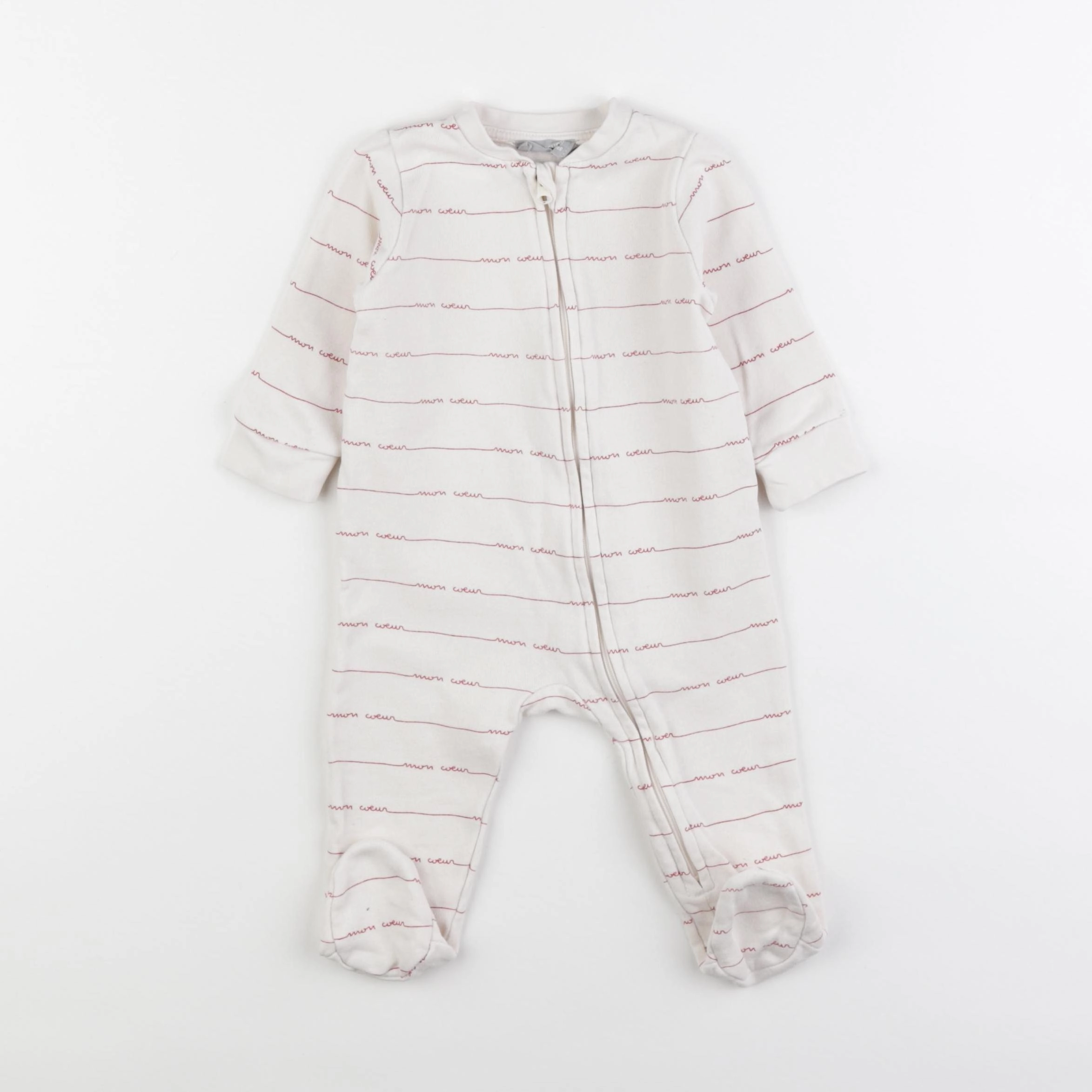 Boutchou - pyjama coton beige, rouge - 6 mois