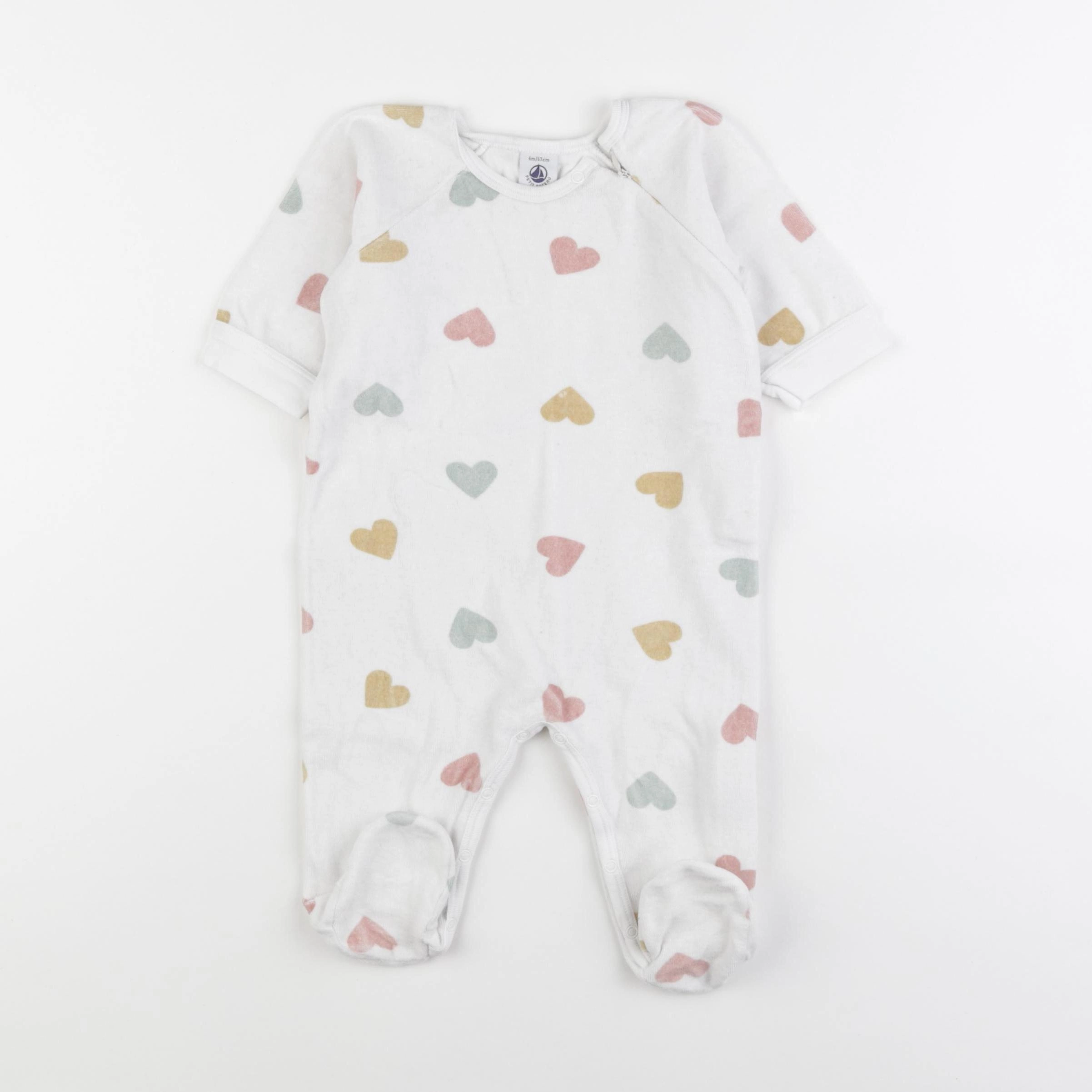 Petit Bateau - pyjama velours multicolore - 6 mois
