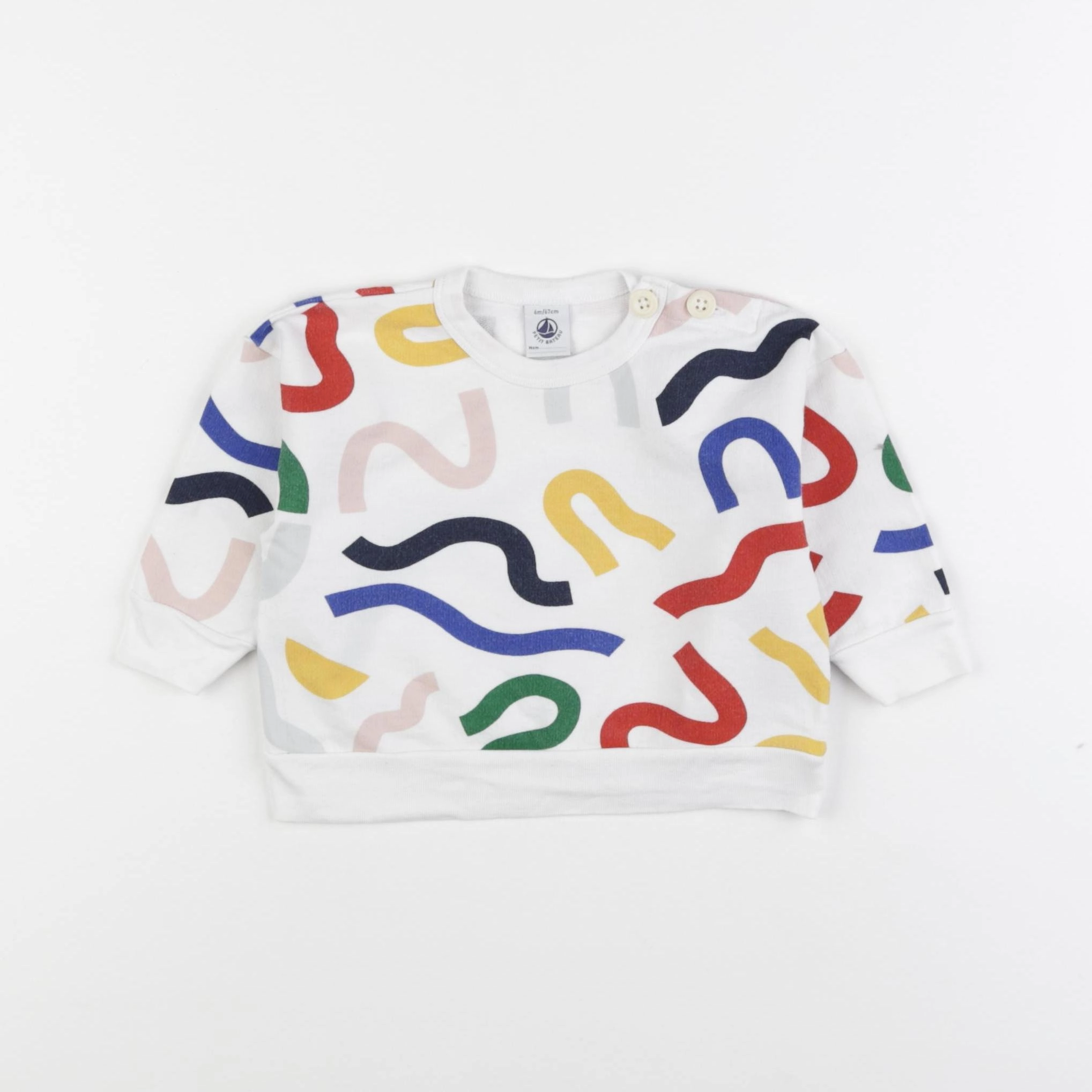 Petit Bateau - sweat blanc - 6 mois