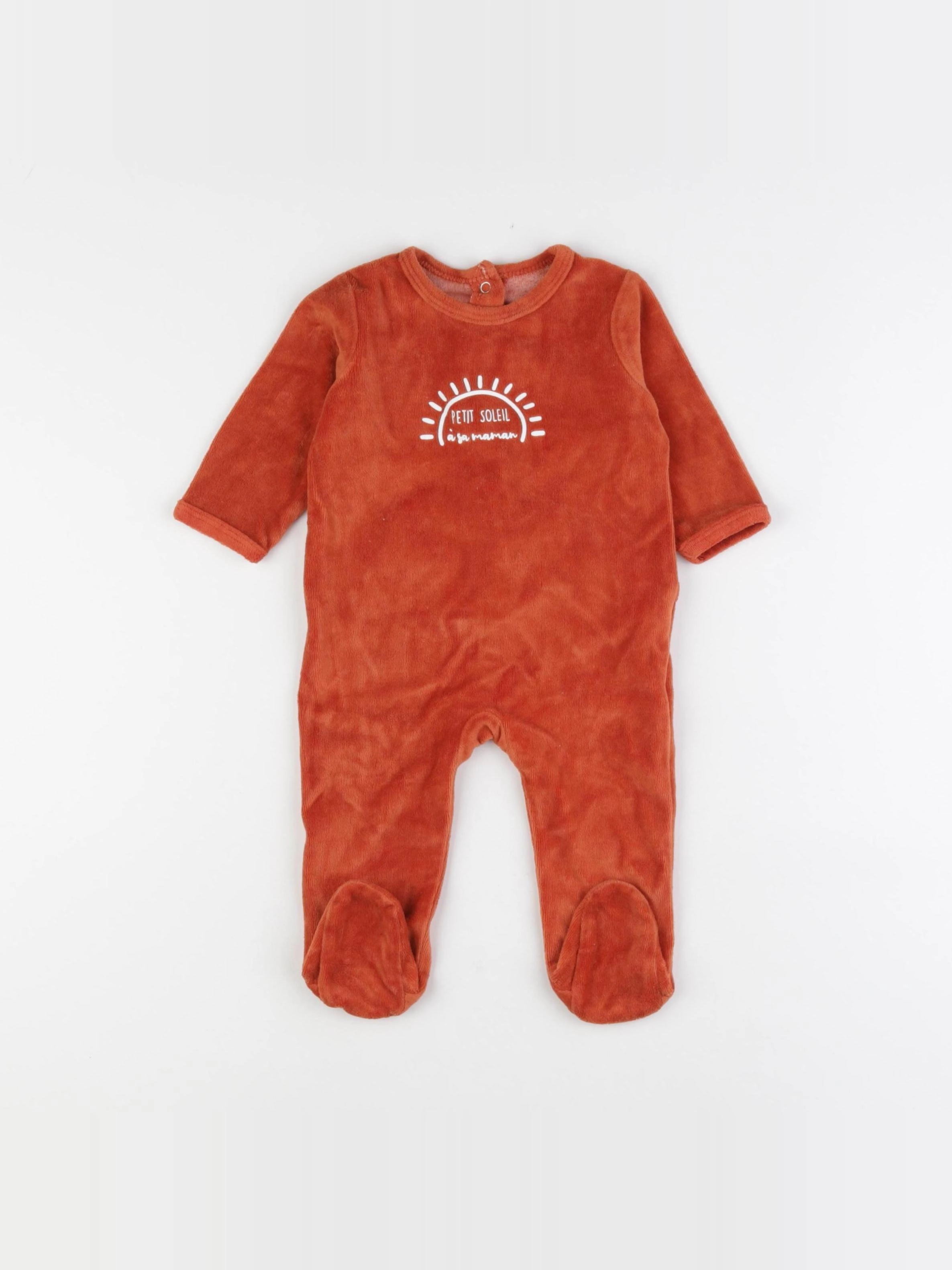 Vertbaudet - pyjama velours marron - 6 mois