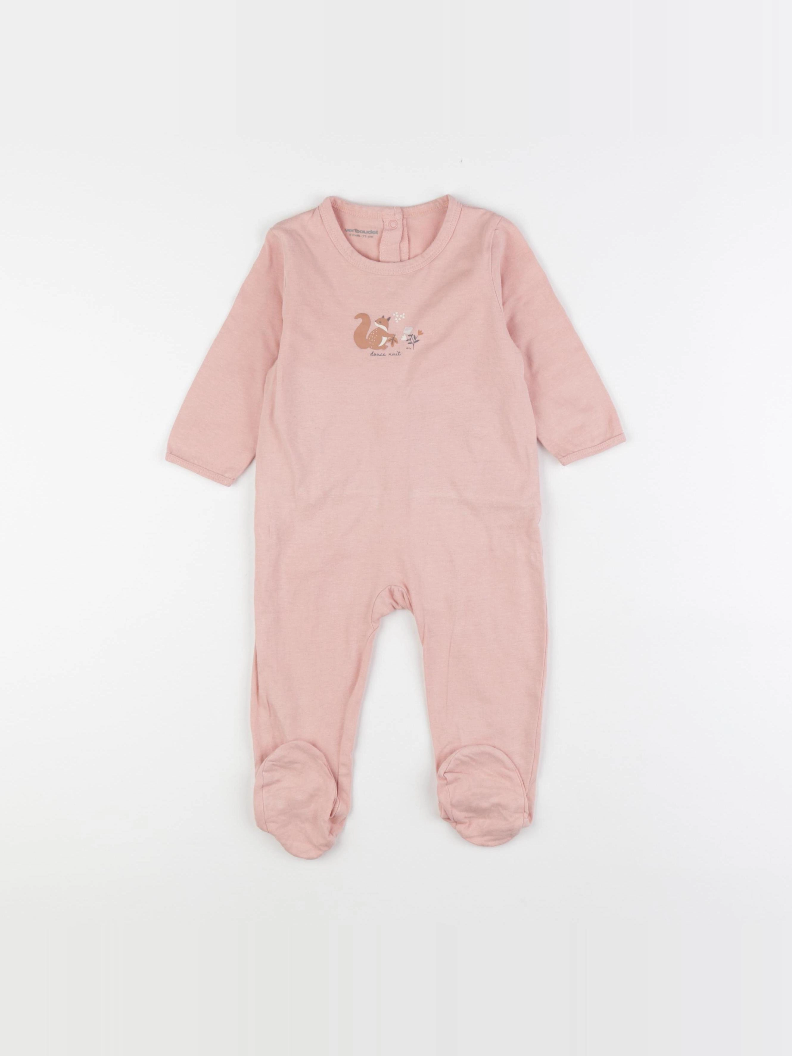 Vertbaudet - pyjama coton rose - 9 mois