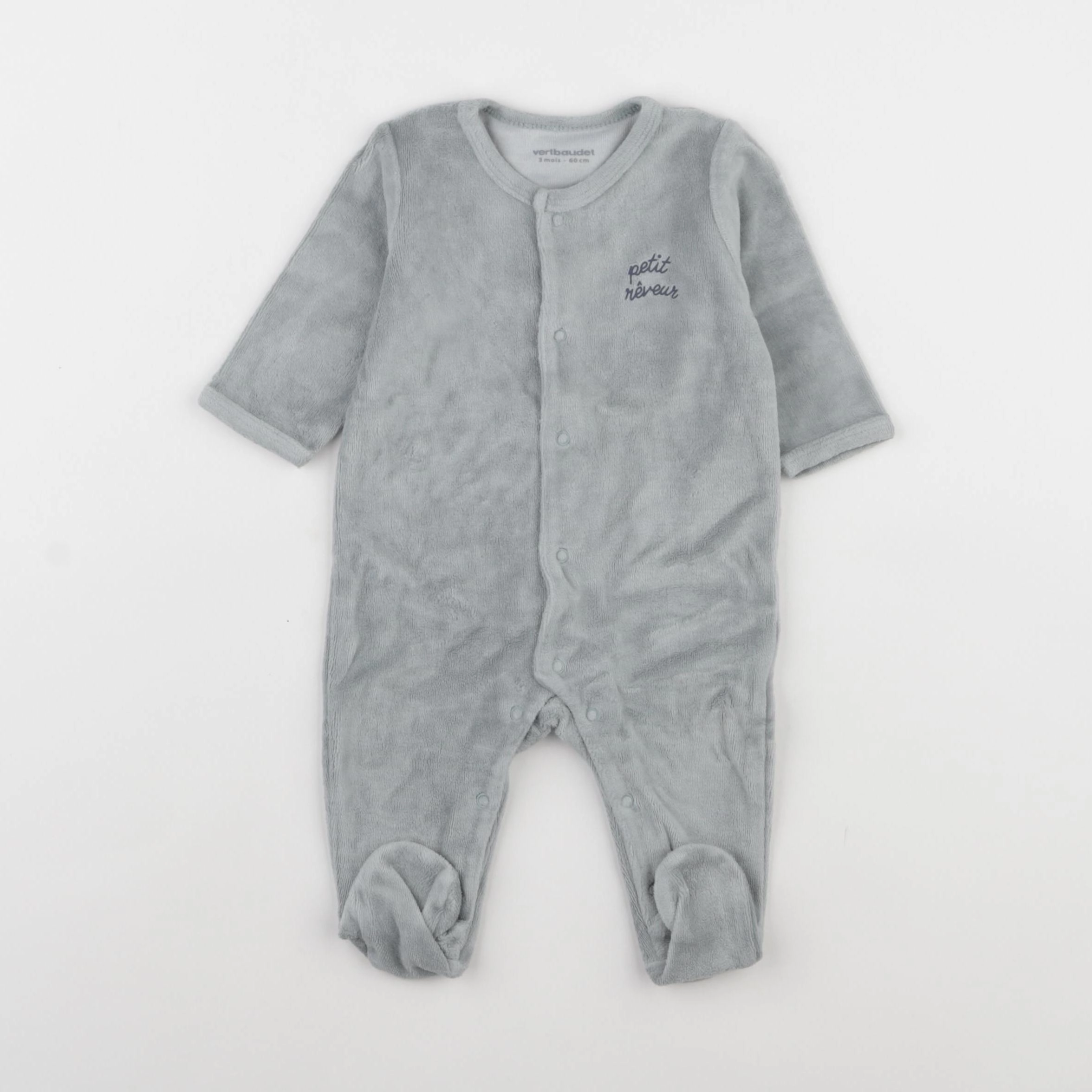 Vertbaudet - pyjama velours bleu - 3 mois