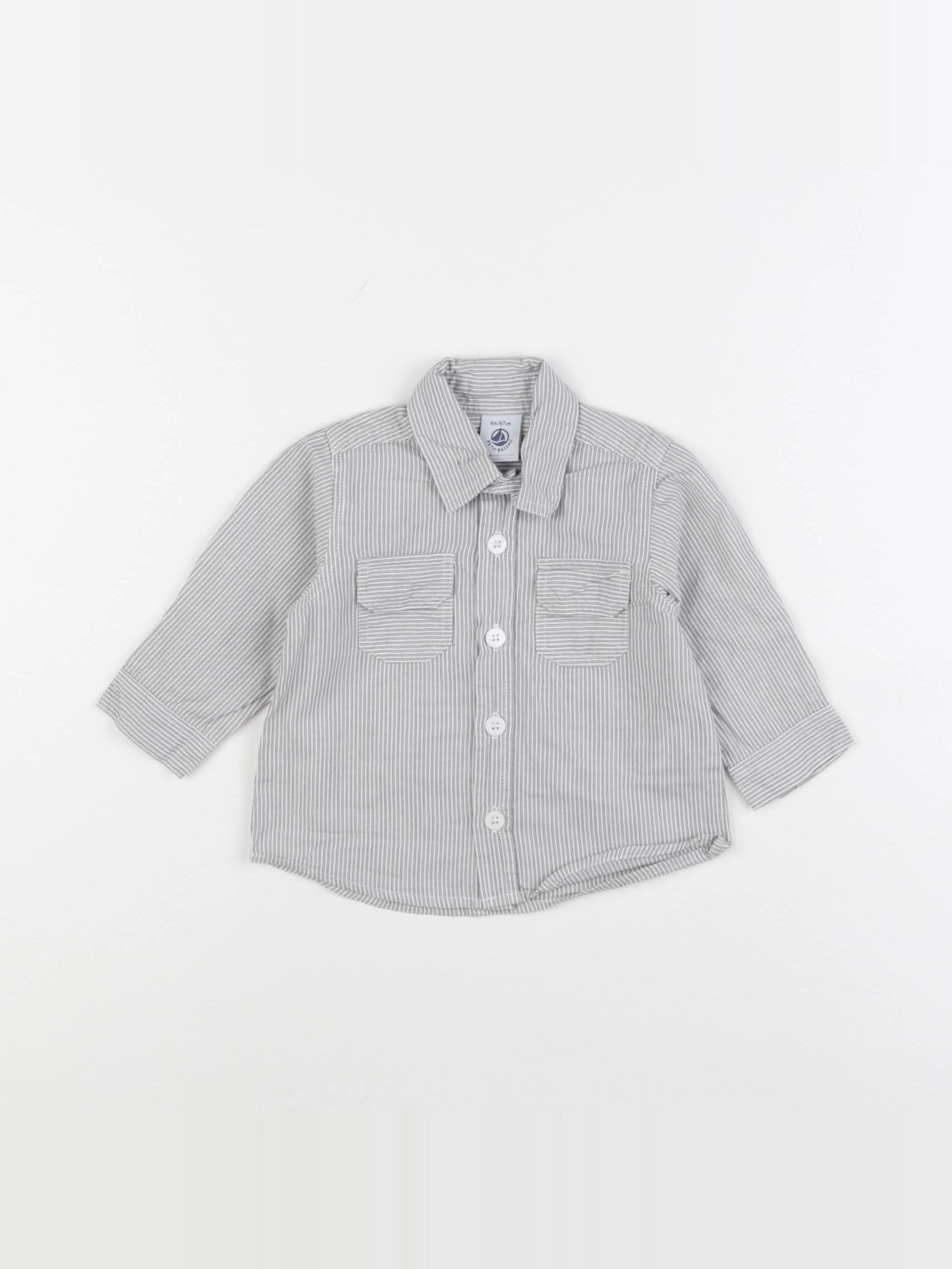 Petit Bateau - chemise gris - 6 mois