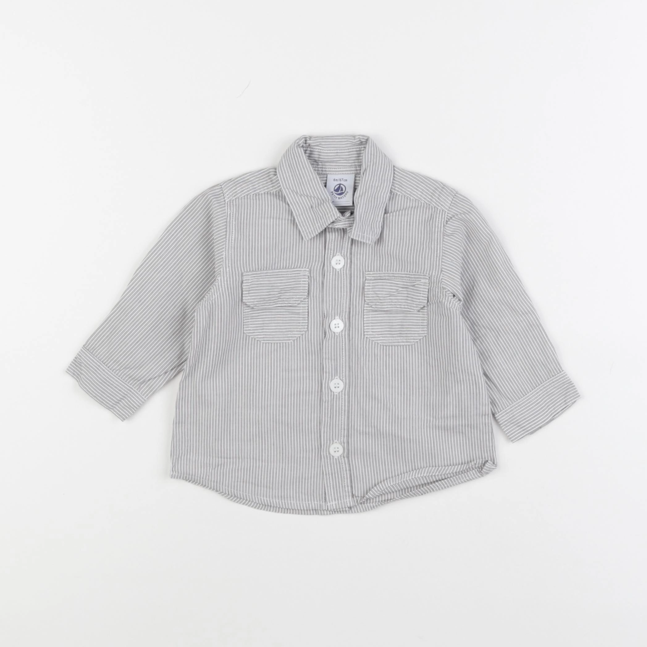 Petit Bateau - chemise gris - 6 mois