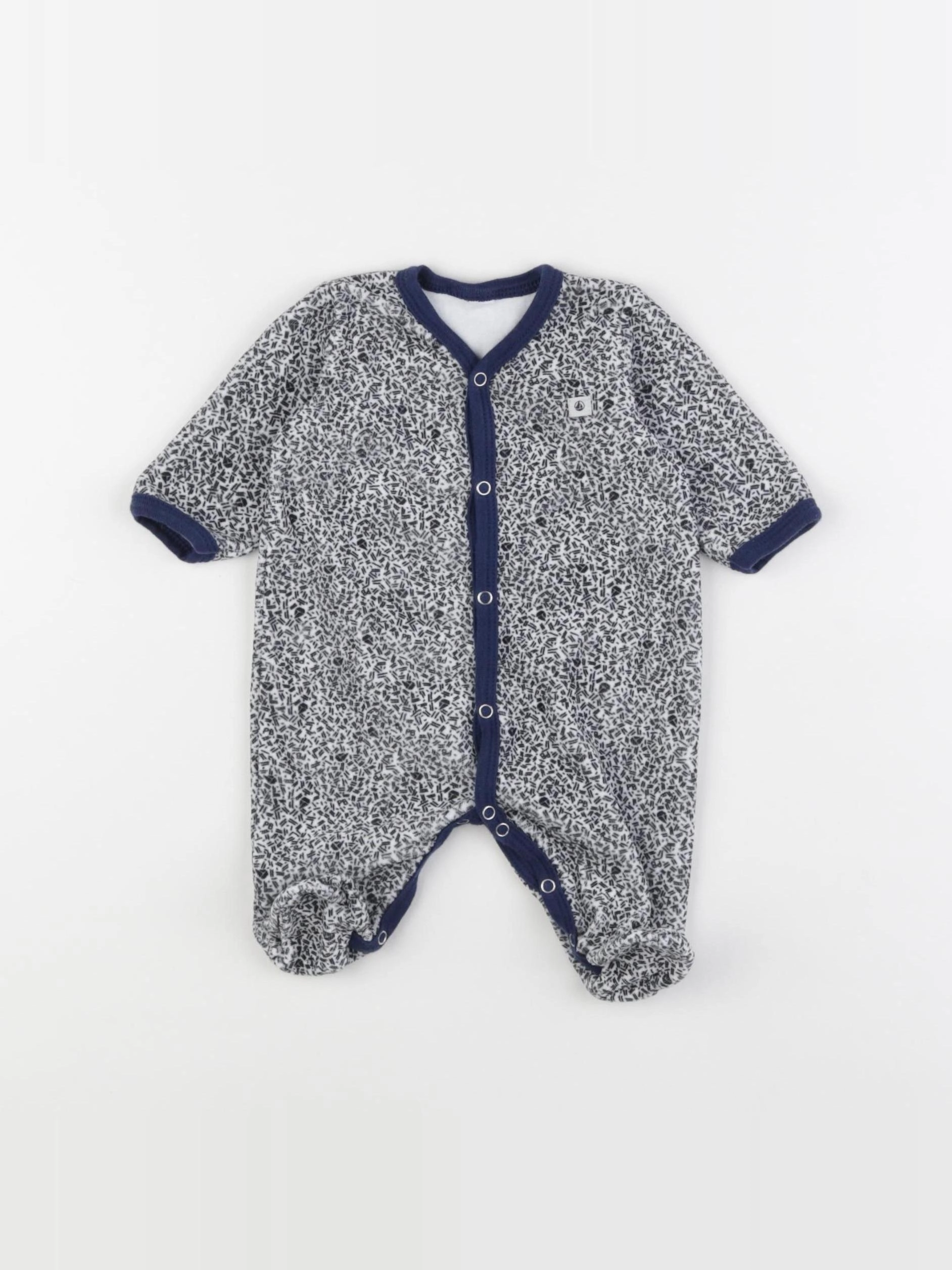 Petit Bateau - pyjama velours bleu - 0 mois