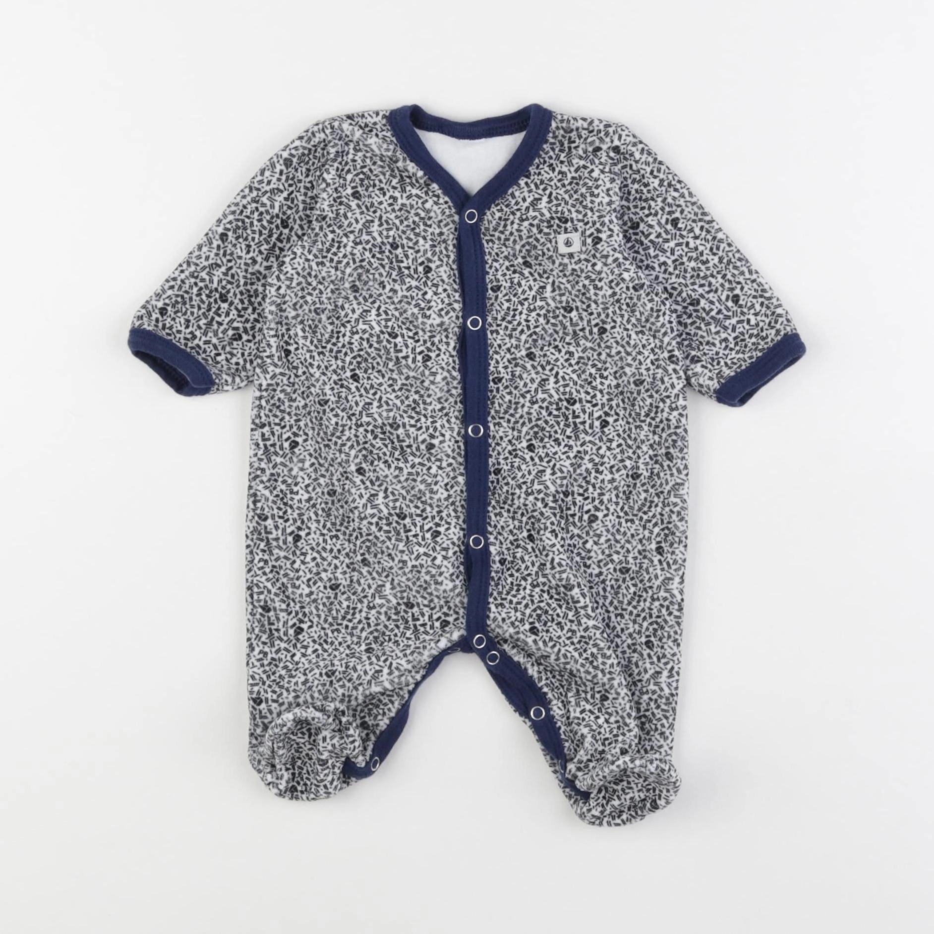Petit Bateau - pyjama velours bleu - 0 mois