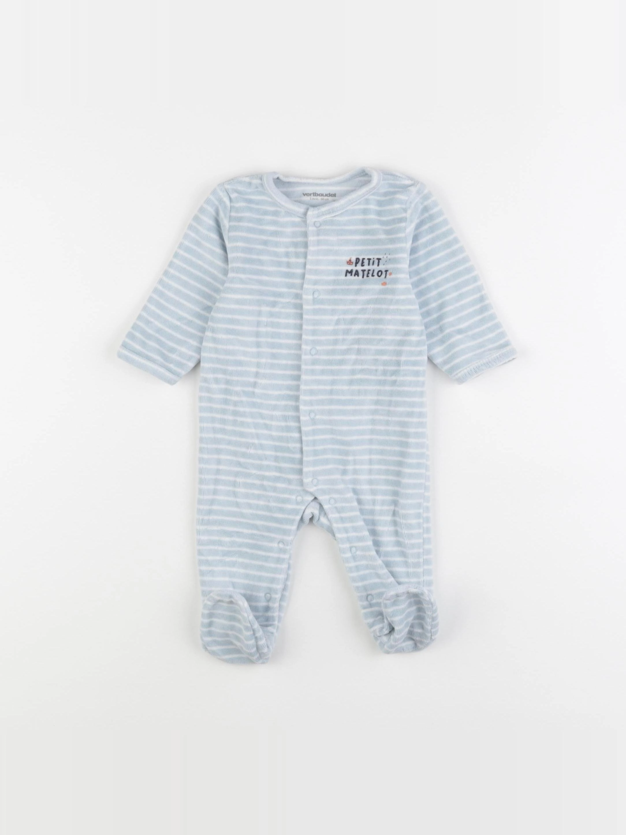 Vertbaudet - pyjama velours bleu - 3 mois