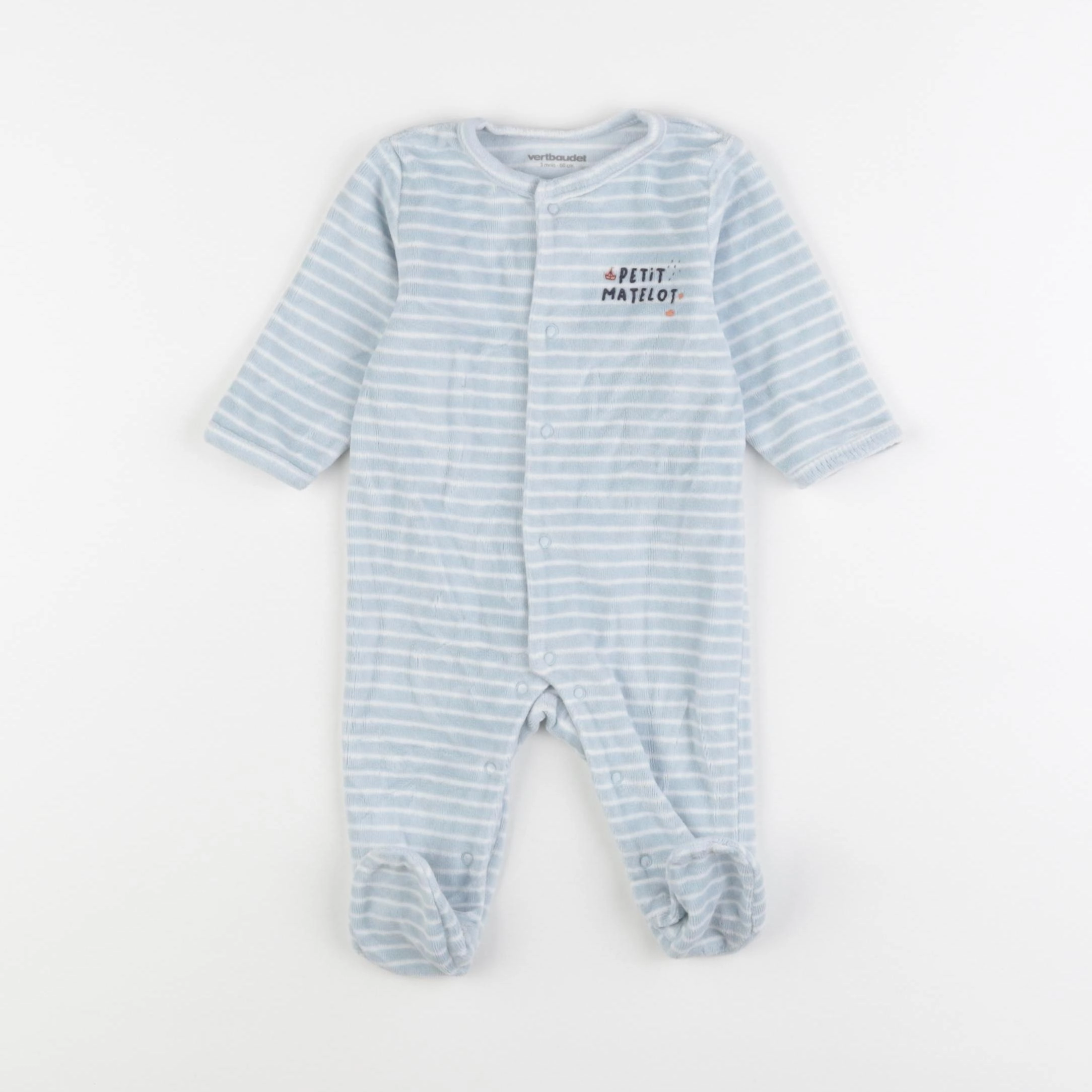 Vertbaudet - pyjama velours bleu - 3 mois