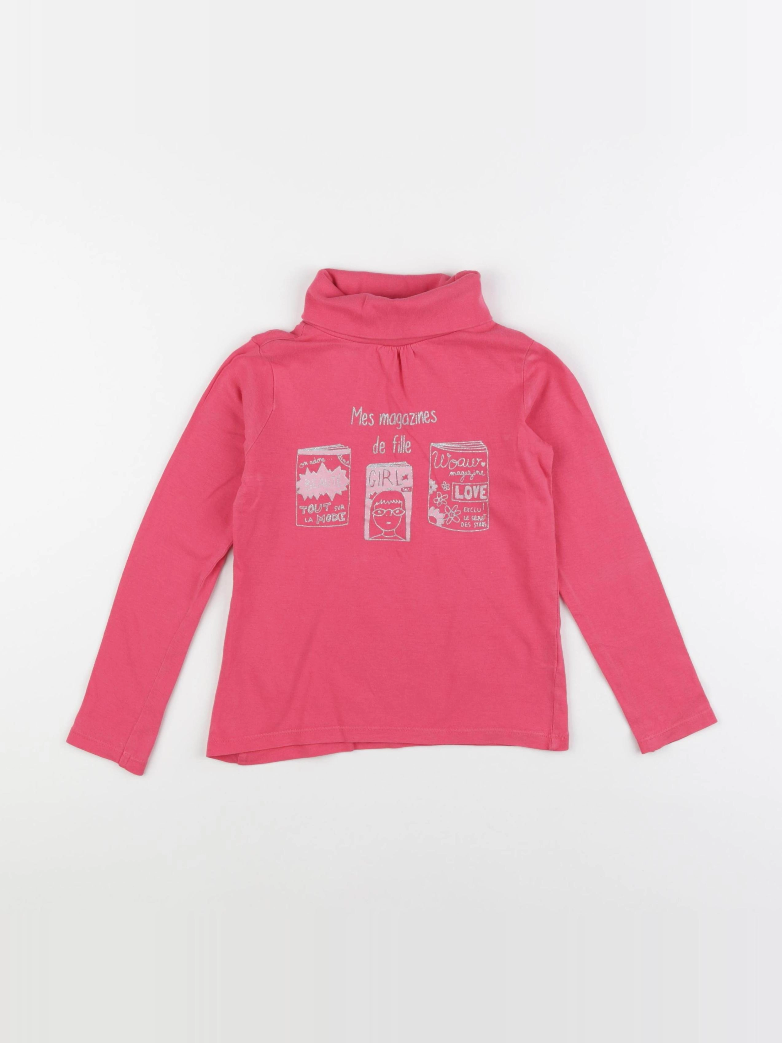 Vertbaudet - sous-pull rose, argent - 6 ans