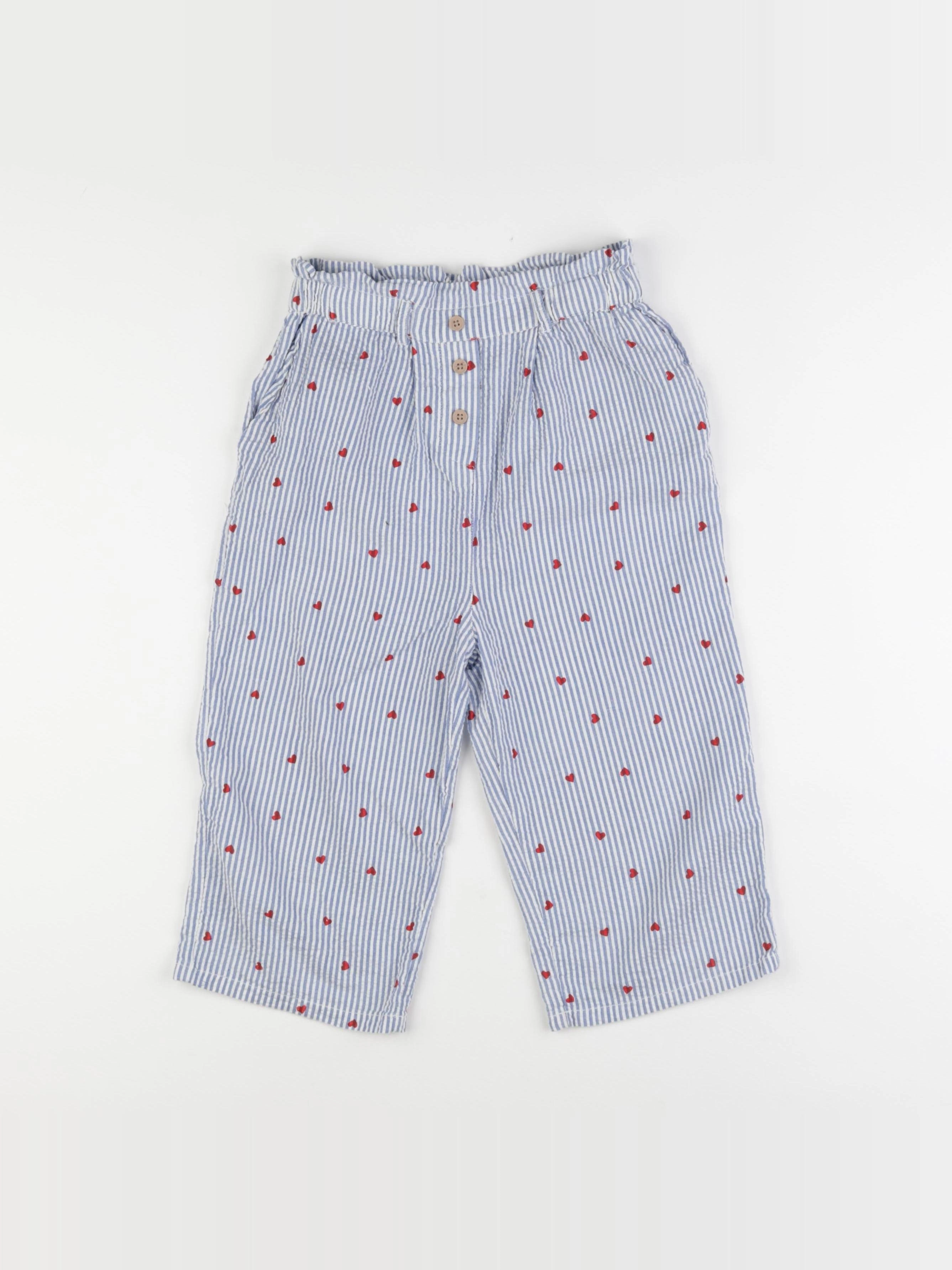 Vertbaudet - pantacourt bleu, blanc - 8 ans