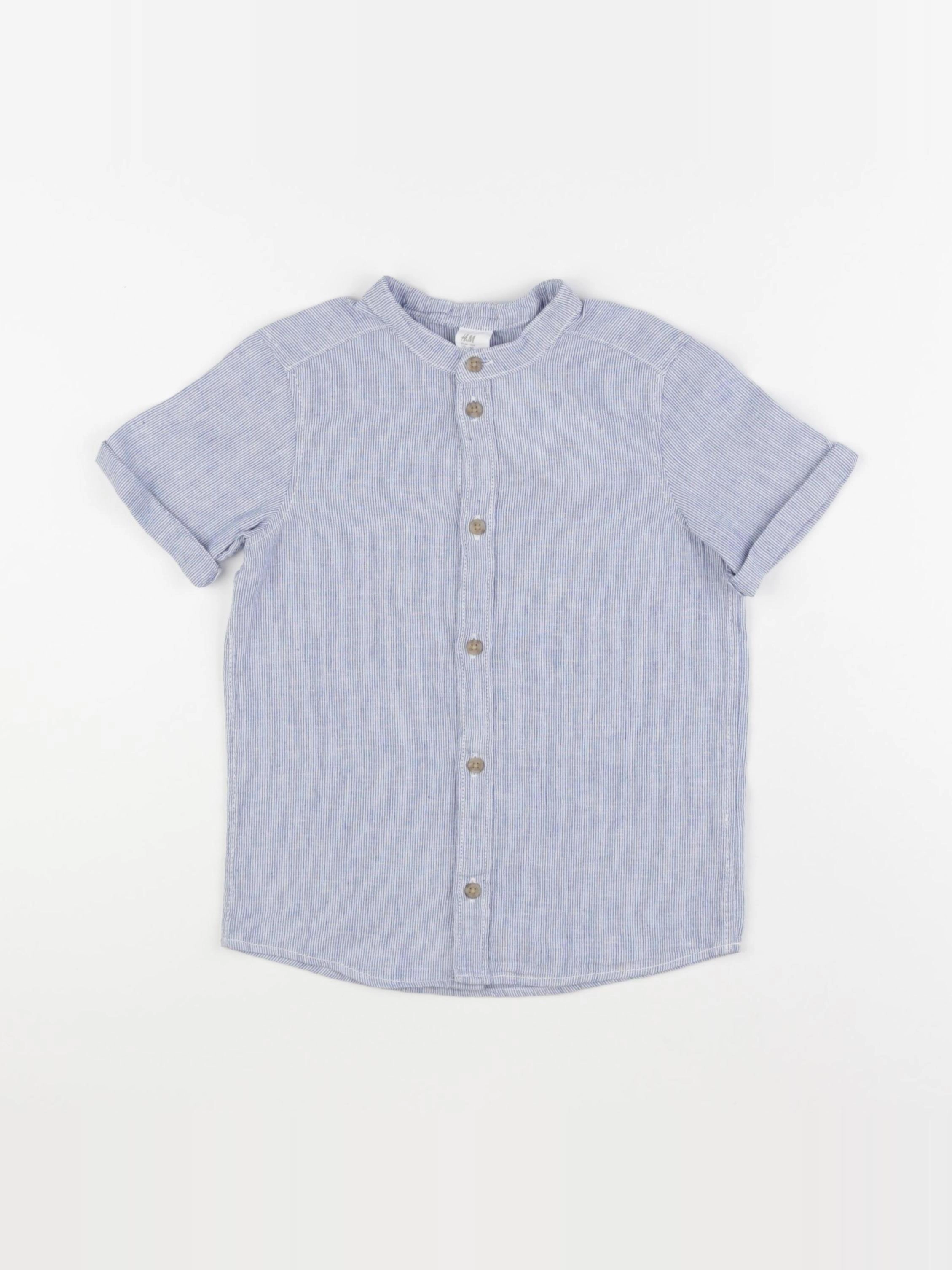 H&M - chemise blanc, bleu - 3/4 ans
