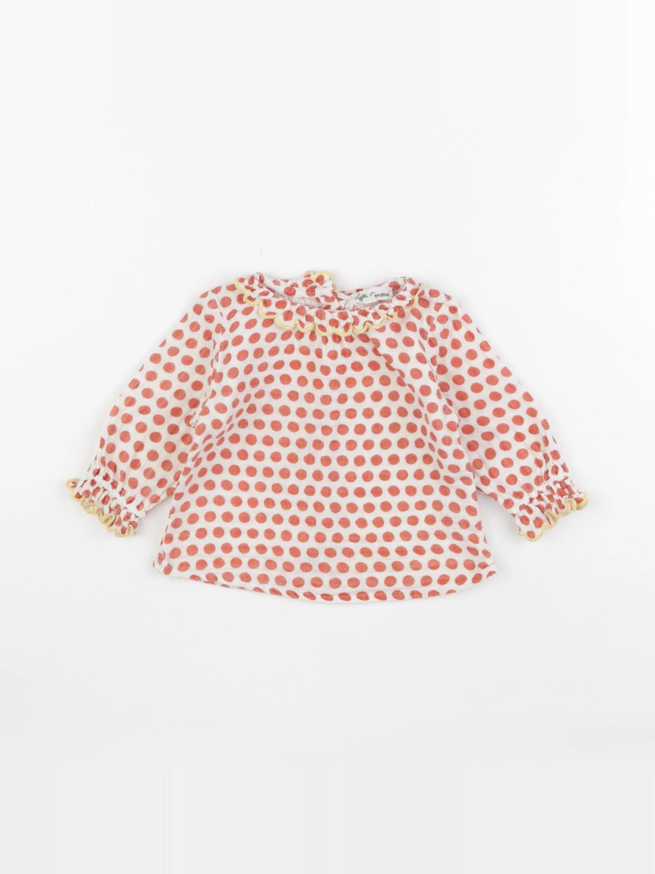 Hello Simone - blouse beige, rouge - 12 mois