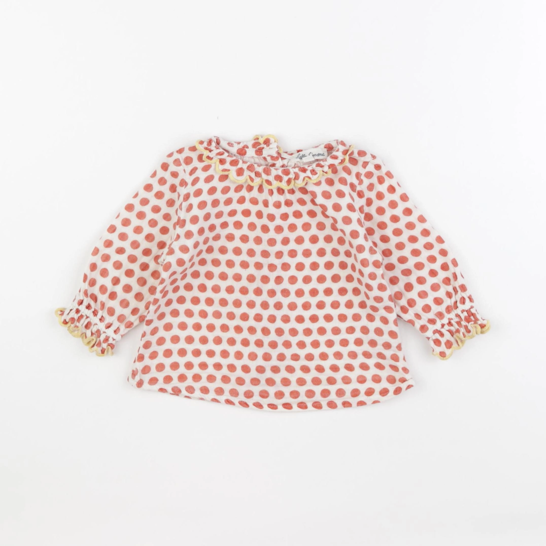 Hello Simone - blouse beige, rouge - 12 mois