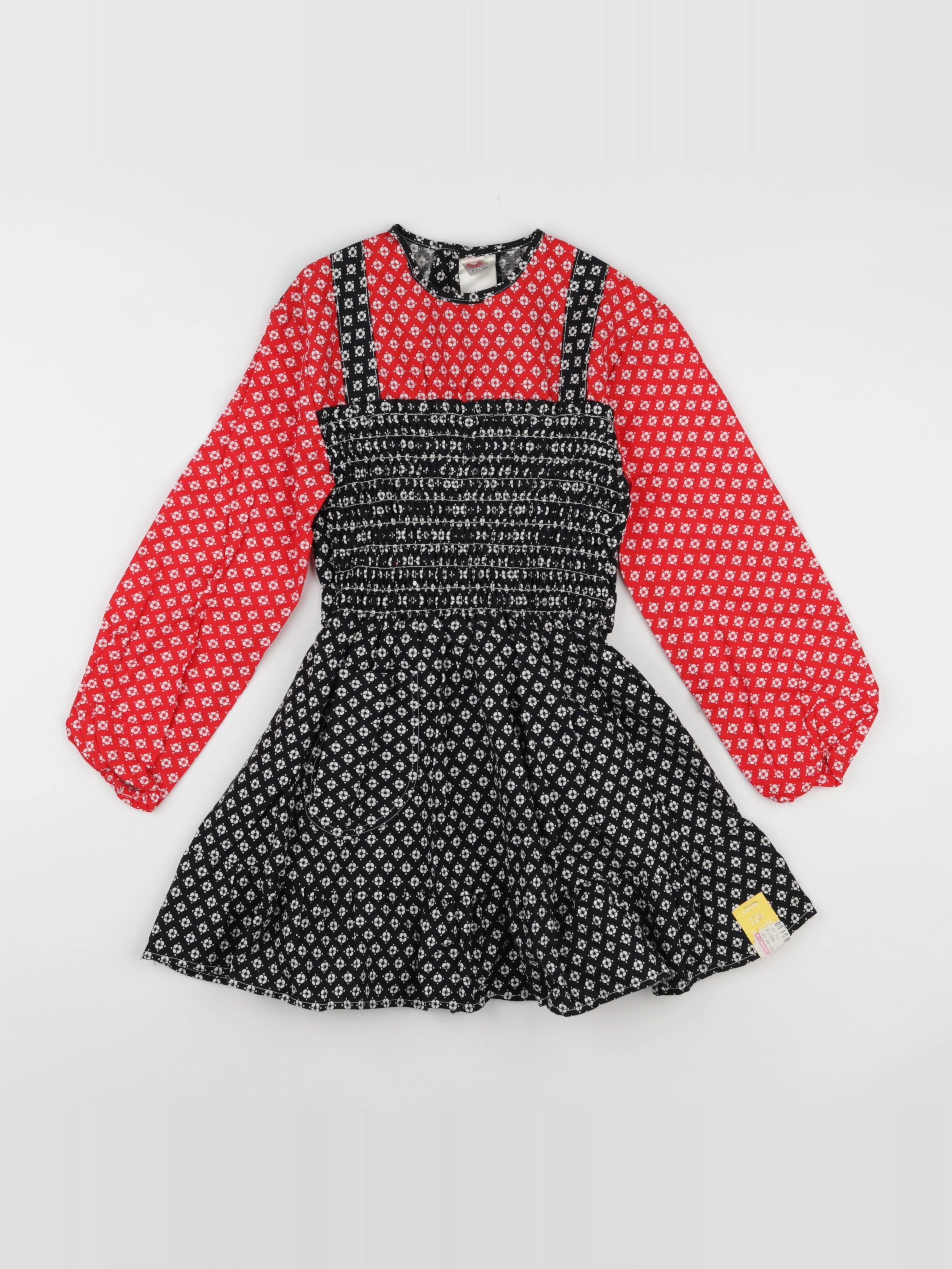 Vintage - robe rouge, bleu - 6/7 ans