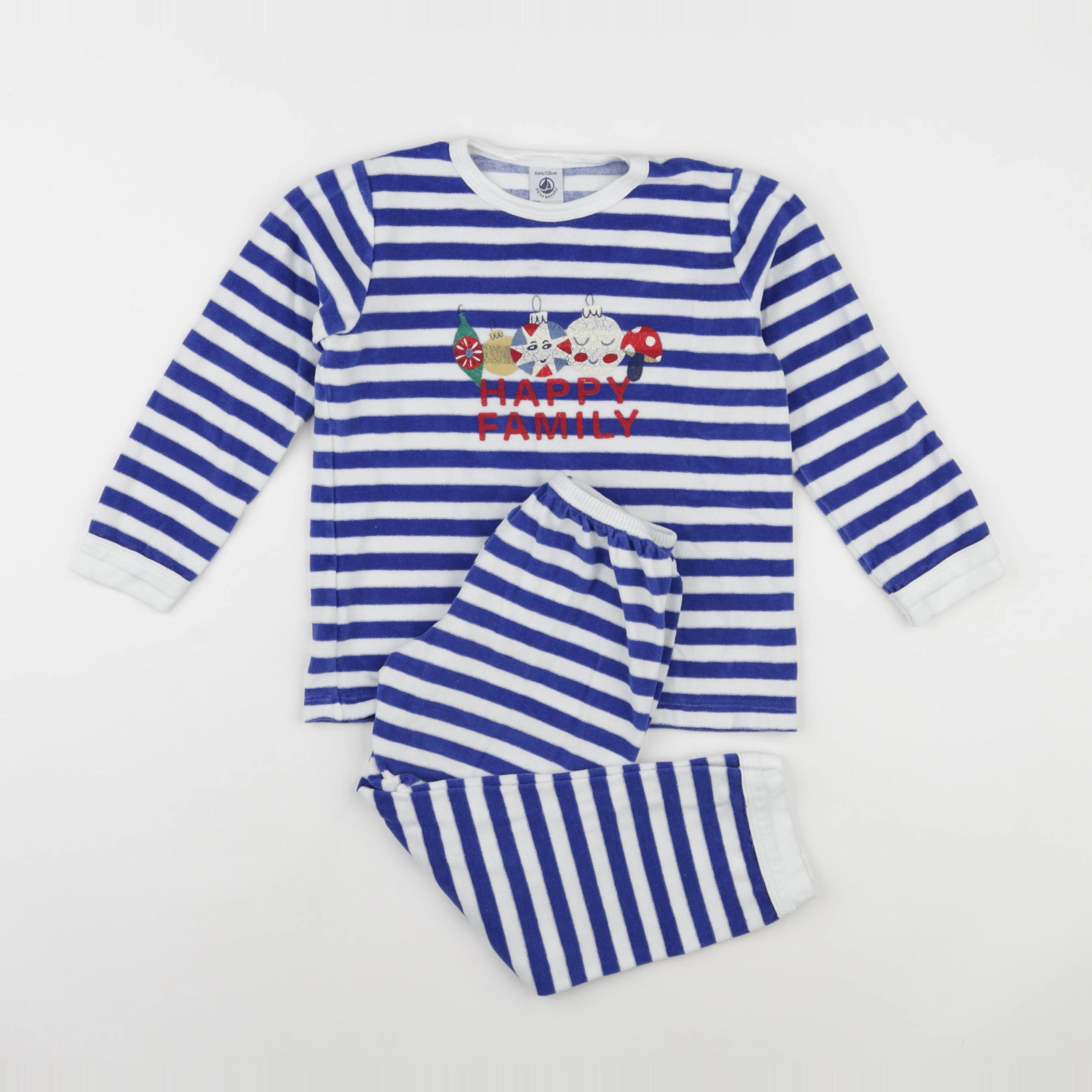 Petit Bateau - pyjama velours bleu - 6 ans
