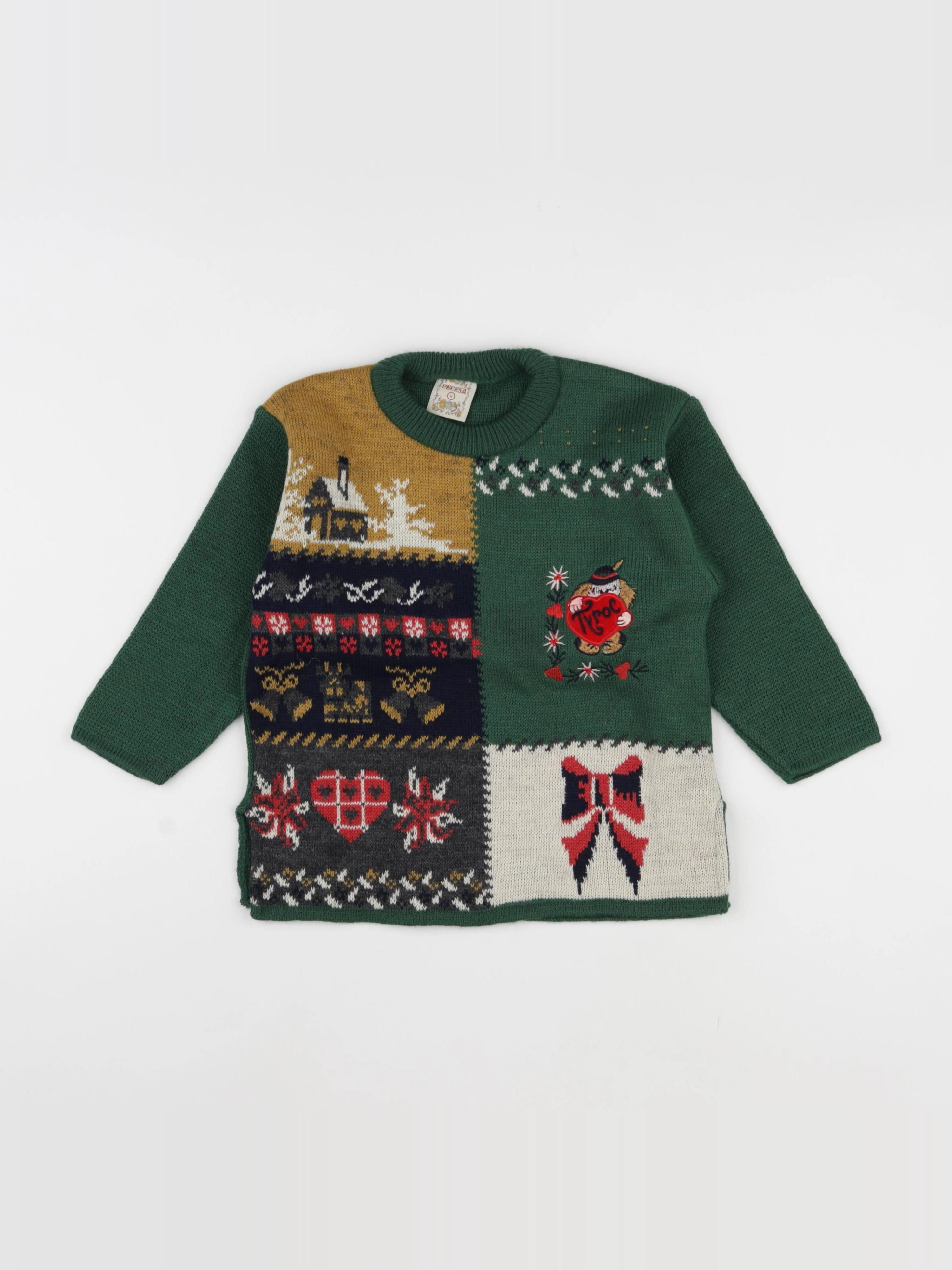 Vintage - pull vert - 4 ans