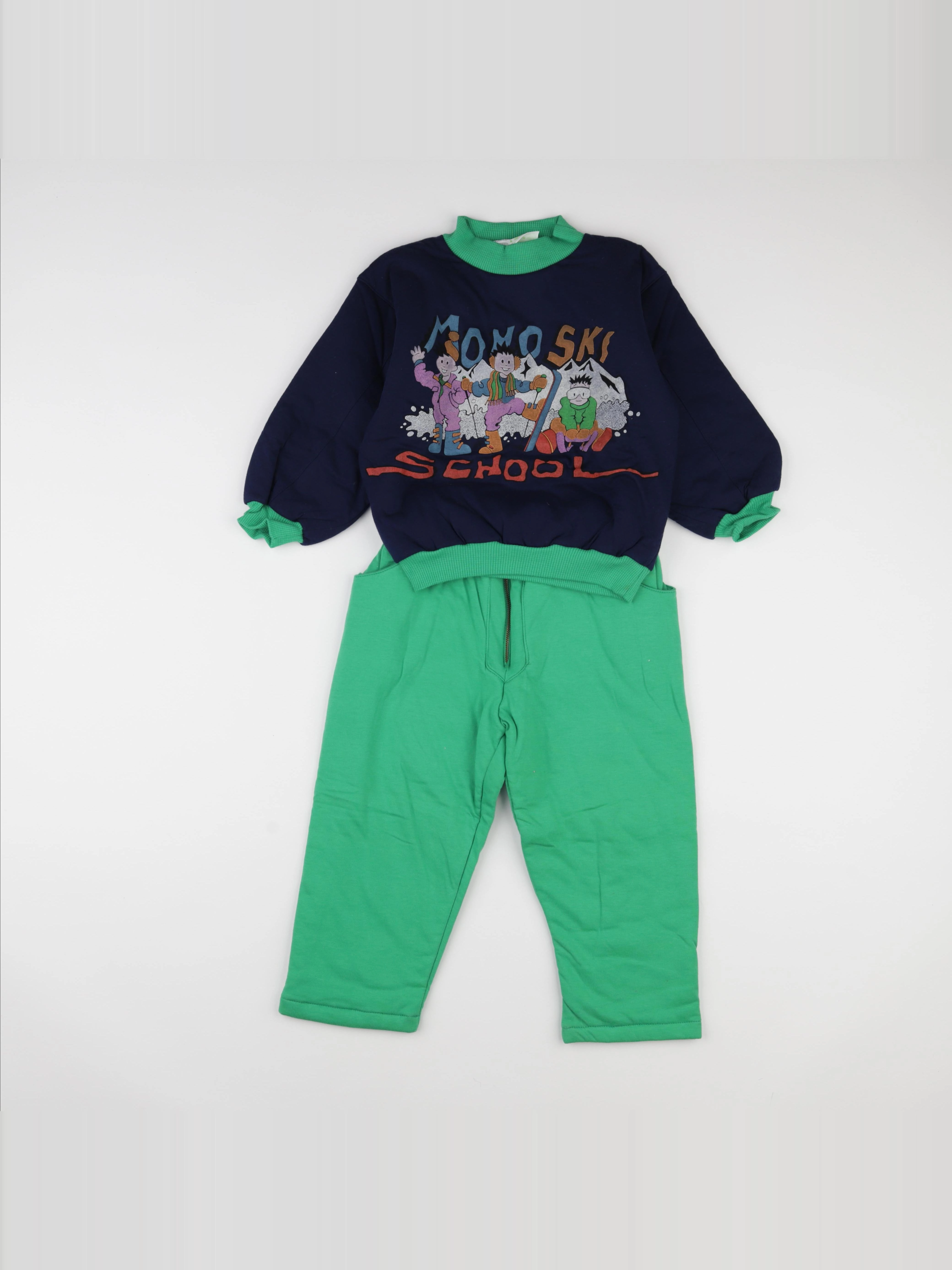 Vintage - ensemble vert, bleu - 6 ans