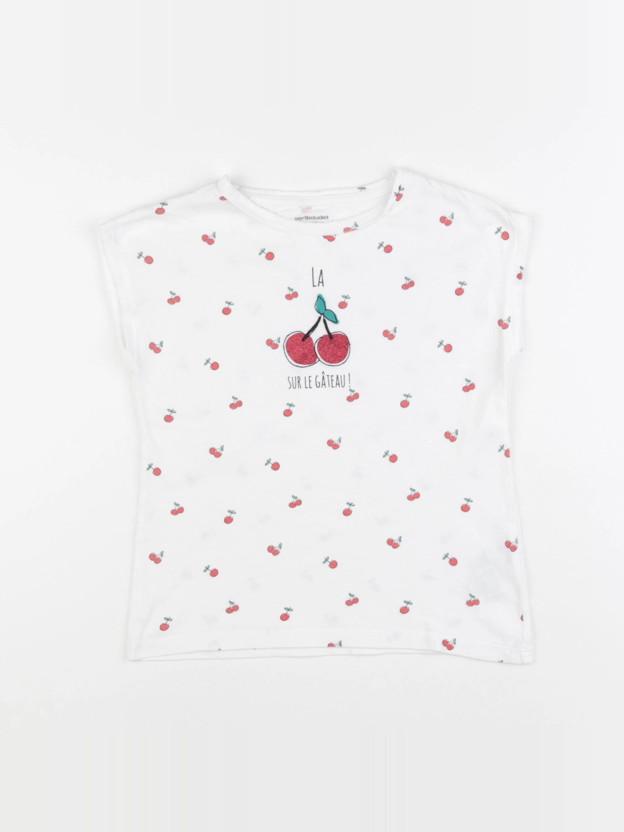 Vertbaudet - tee-shirt blanc, rouge - 8 ans