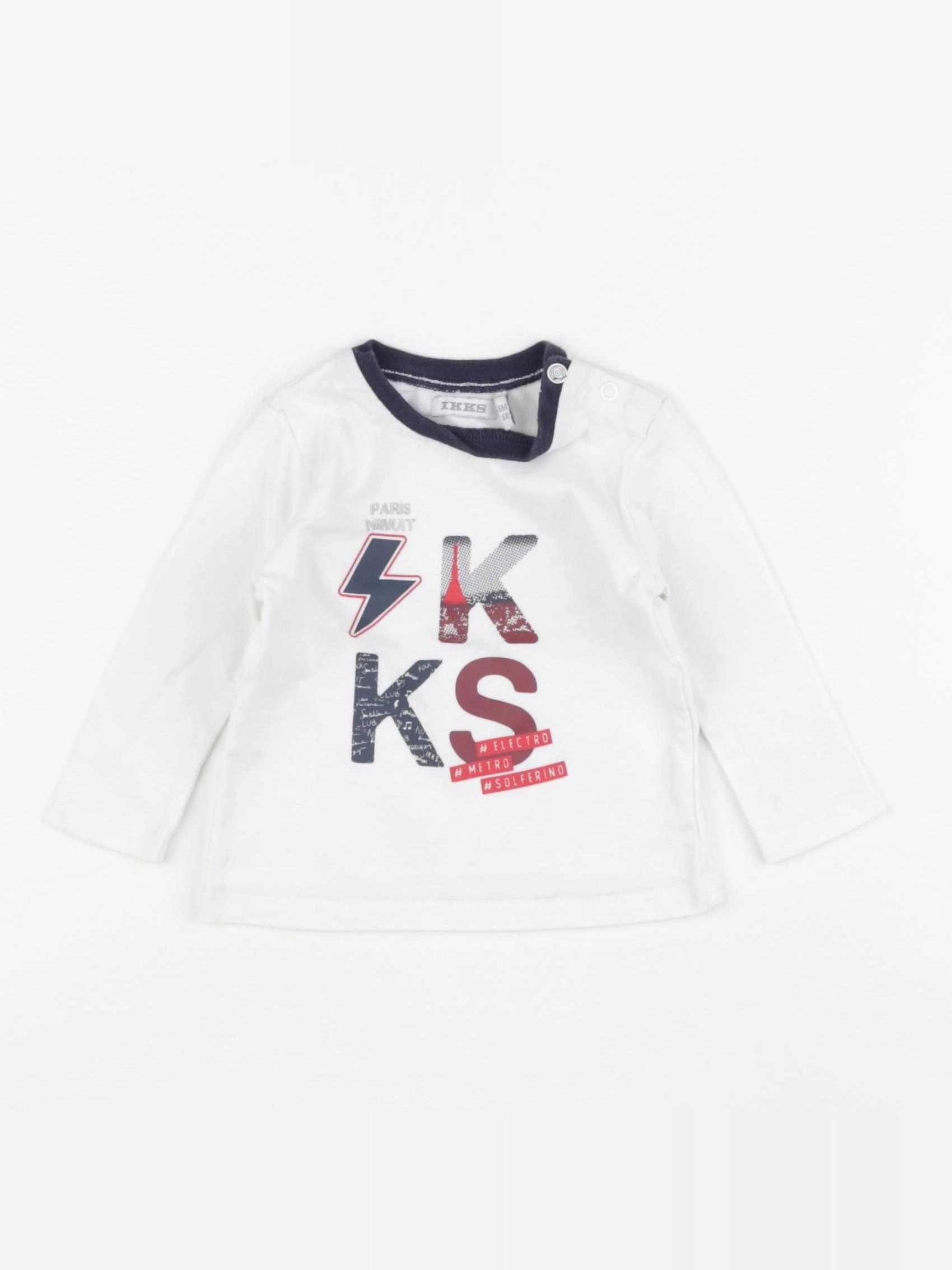 IKKS - tee-shirt blanc, bleu - 6 mois