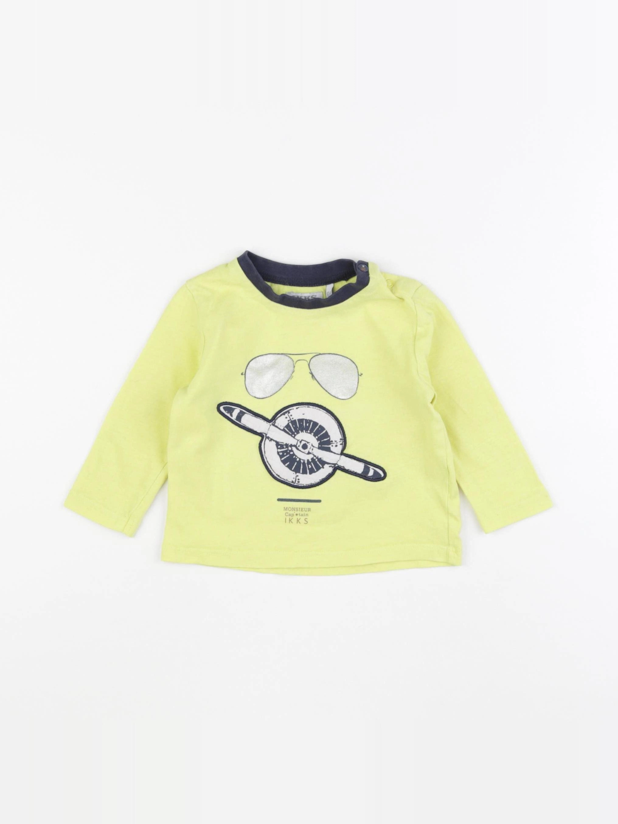 IKKS - tee-shirt jaune, argent - 6 mois