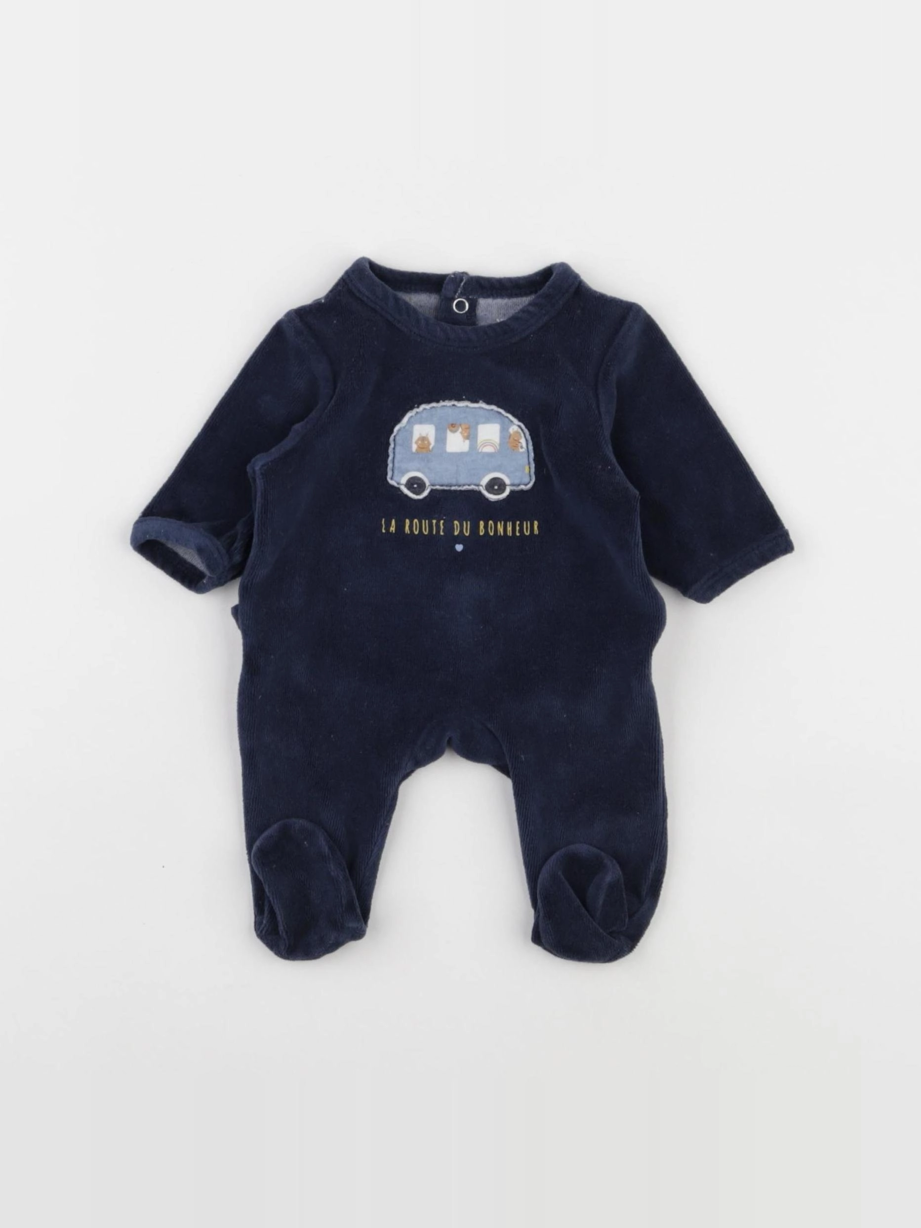 Vertbaudet - pyjama velours bleu - 0 mois