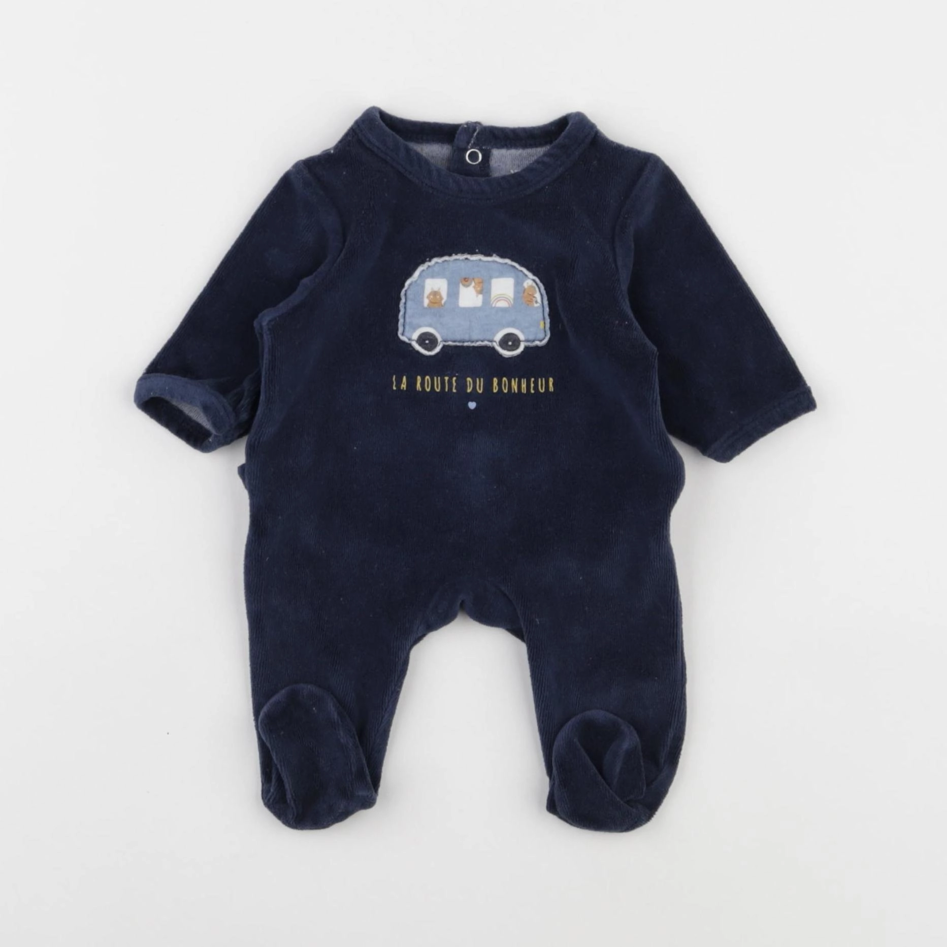 Vertbaudet - pyjama velours bleu - 0 mois