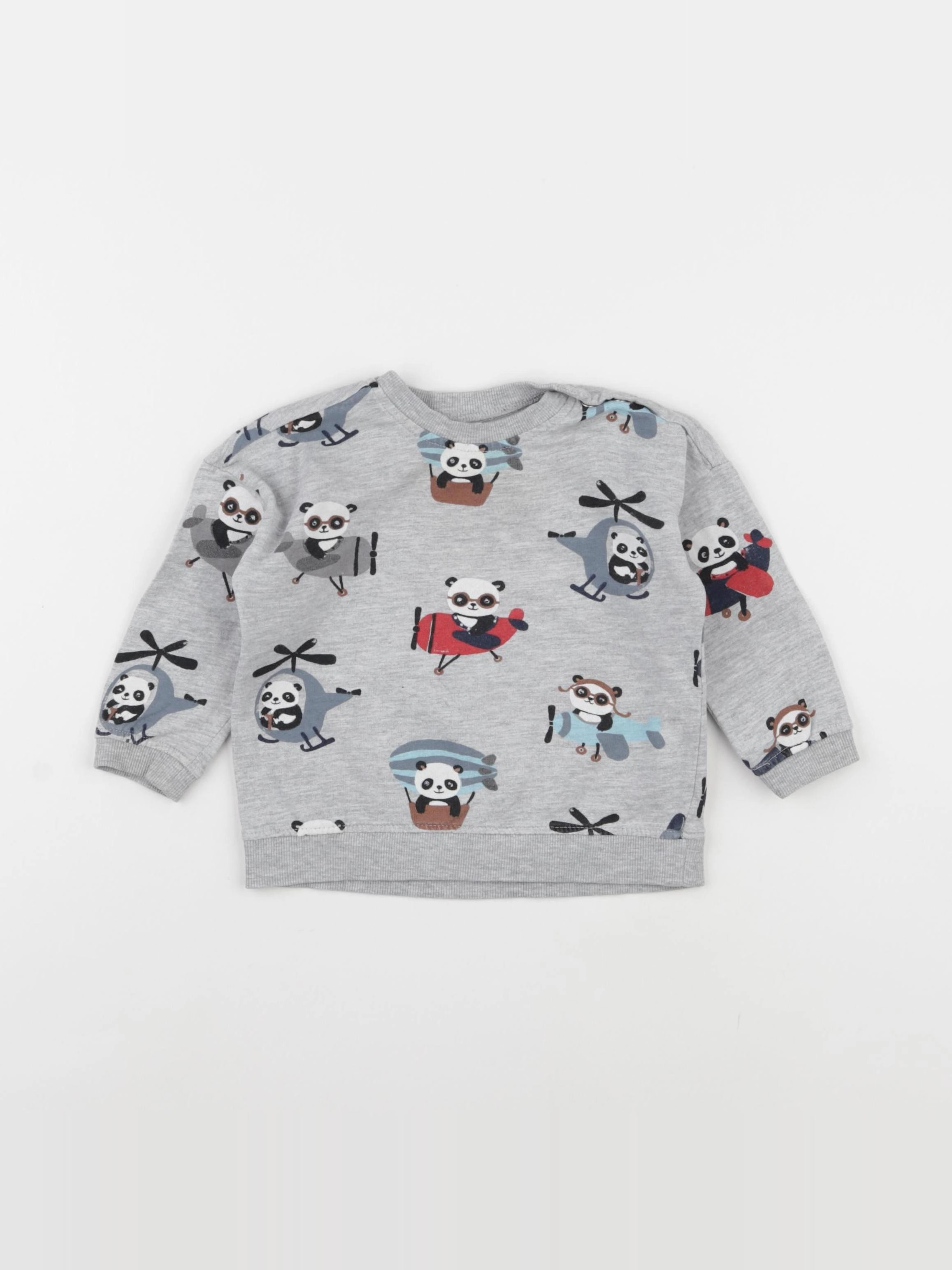 H&M - sweat gris - 6/9 mois