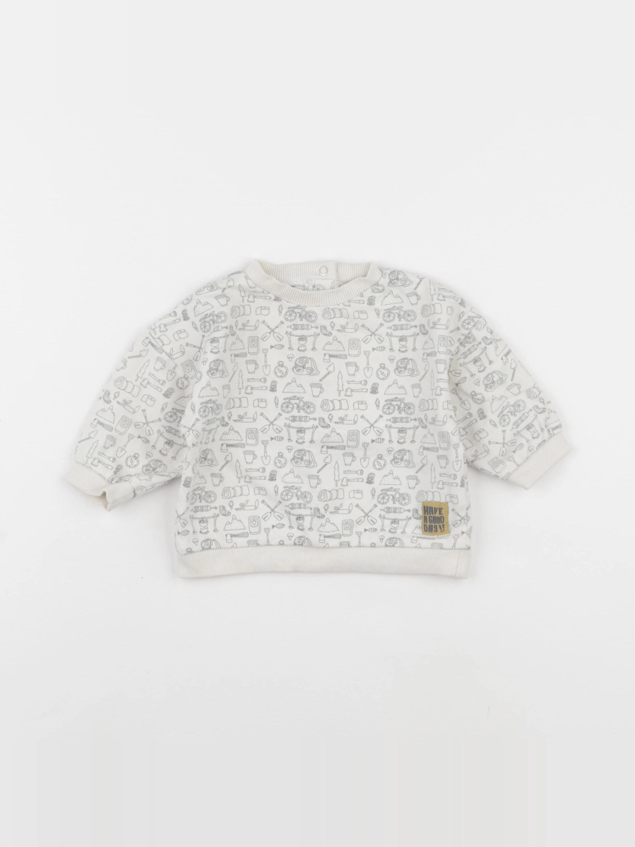 Vertbaudet - sweat beige - 6 mois