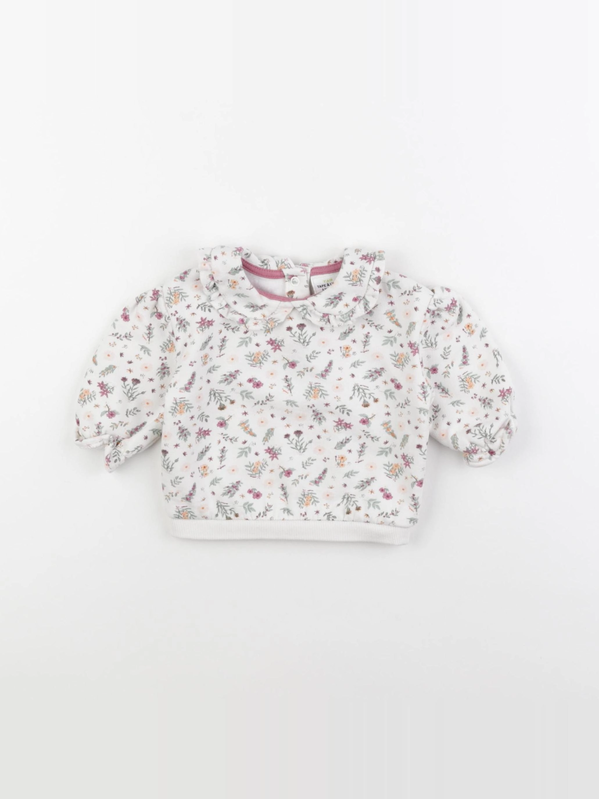 Tape à l'oeil - sweat blanc, rose - 6 mois