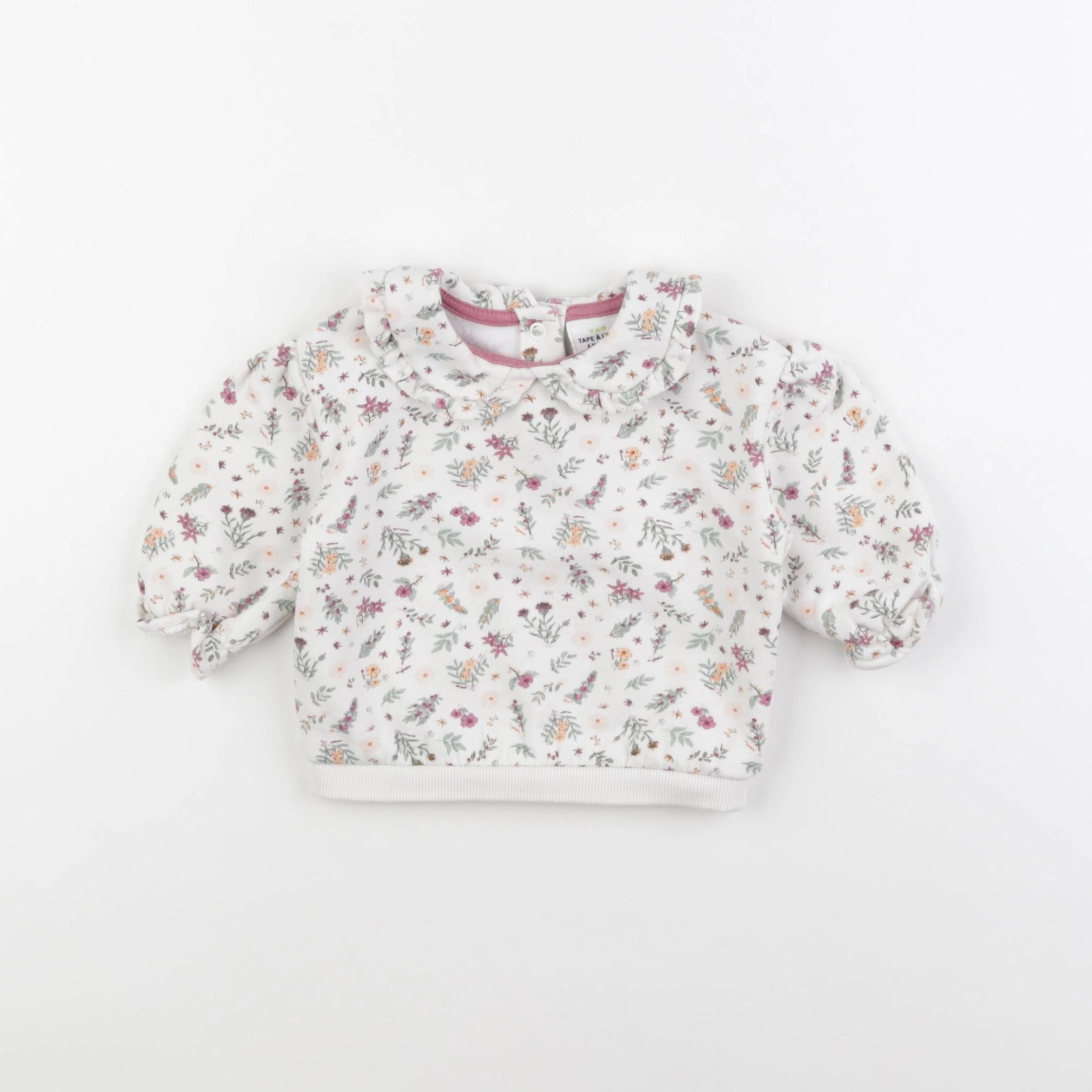 Tape à l'oeil - sweat blanc, rose - 6 mois