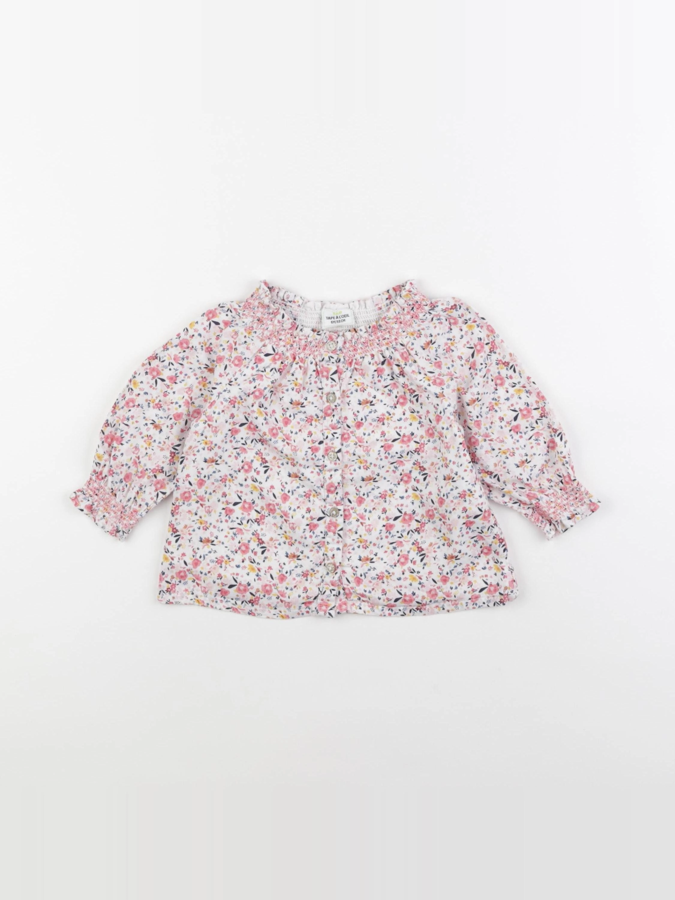 Tape à l'oeil - blouse blanc, rose - 6 mois
