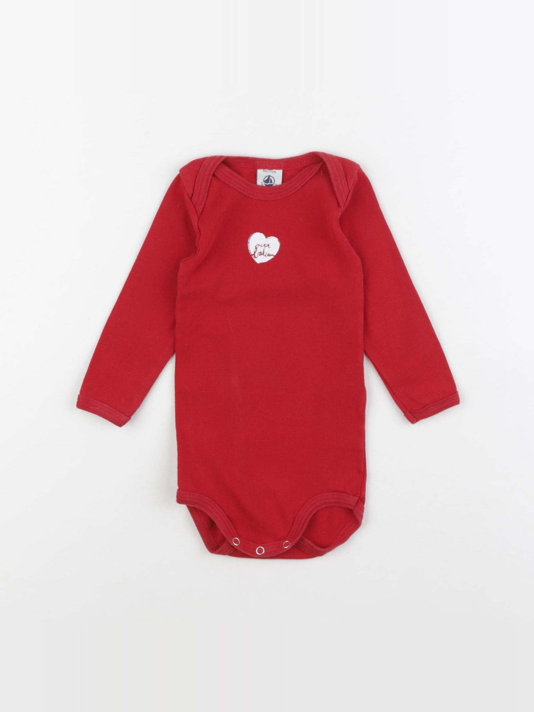 Petit Bateau - body rouge - 9 mois