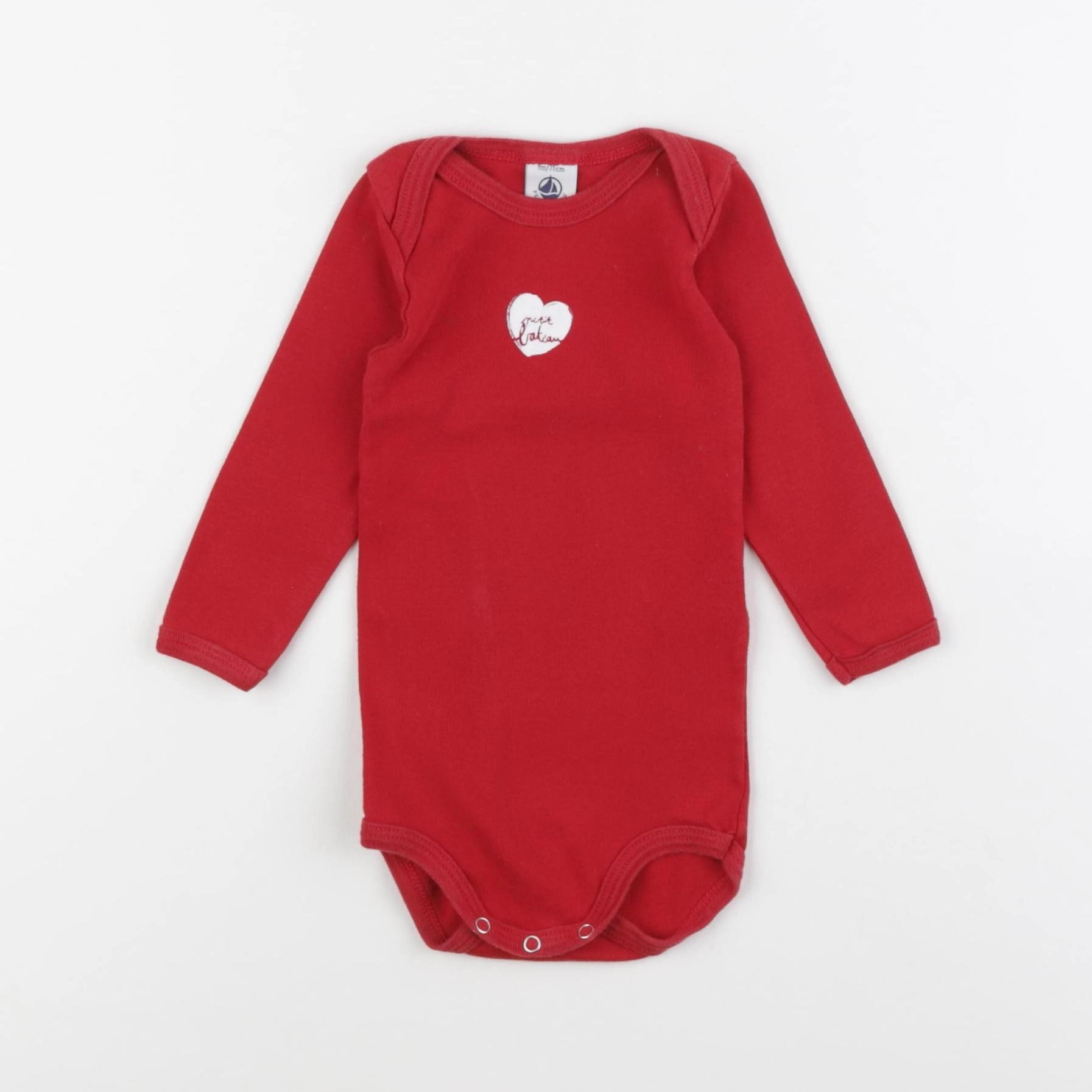 Petit Bateau - body rouge - 9 mois
