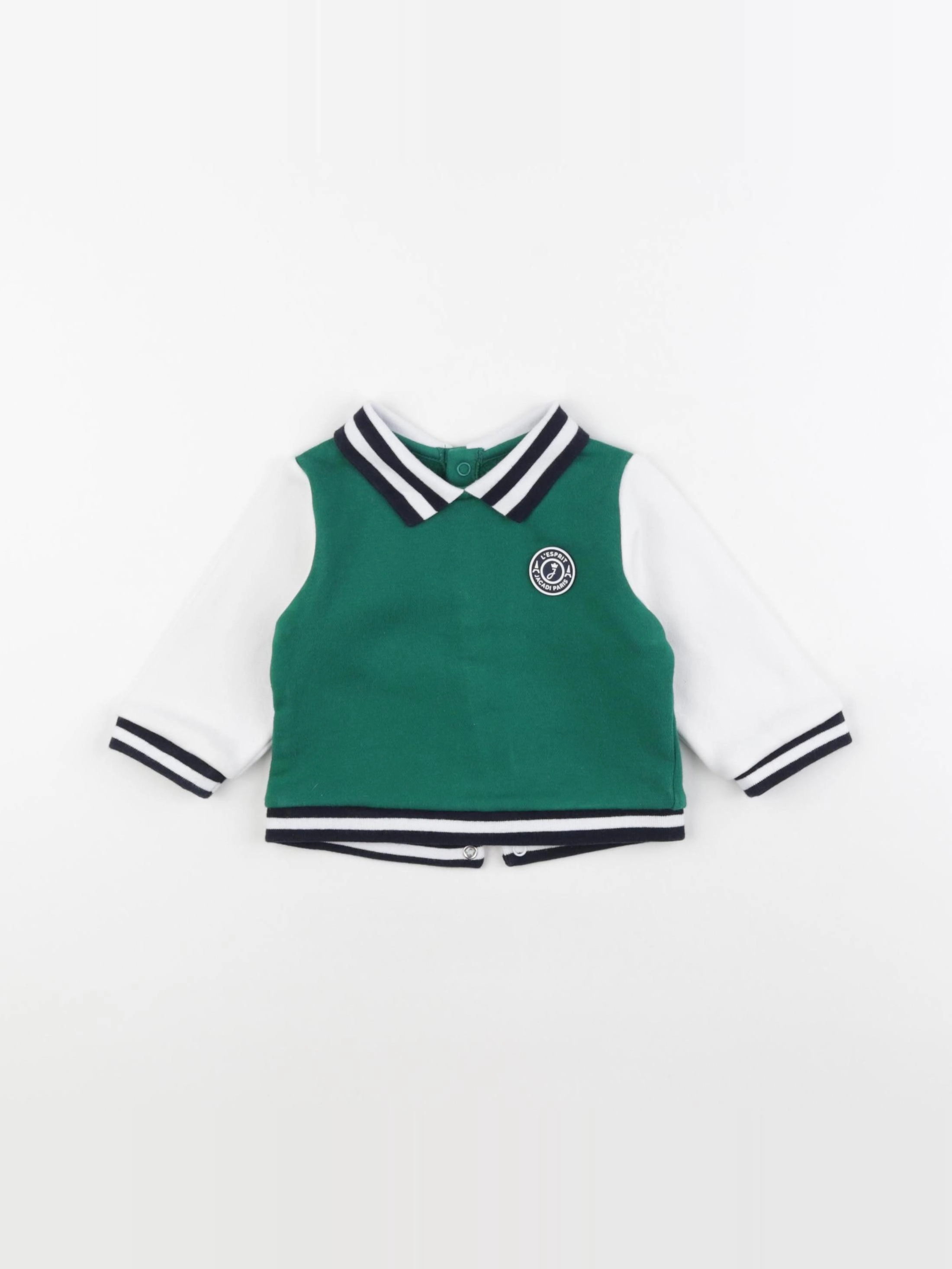 Jacadi - sweat blanc, vert - 6 mois