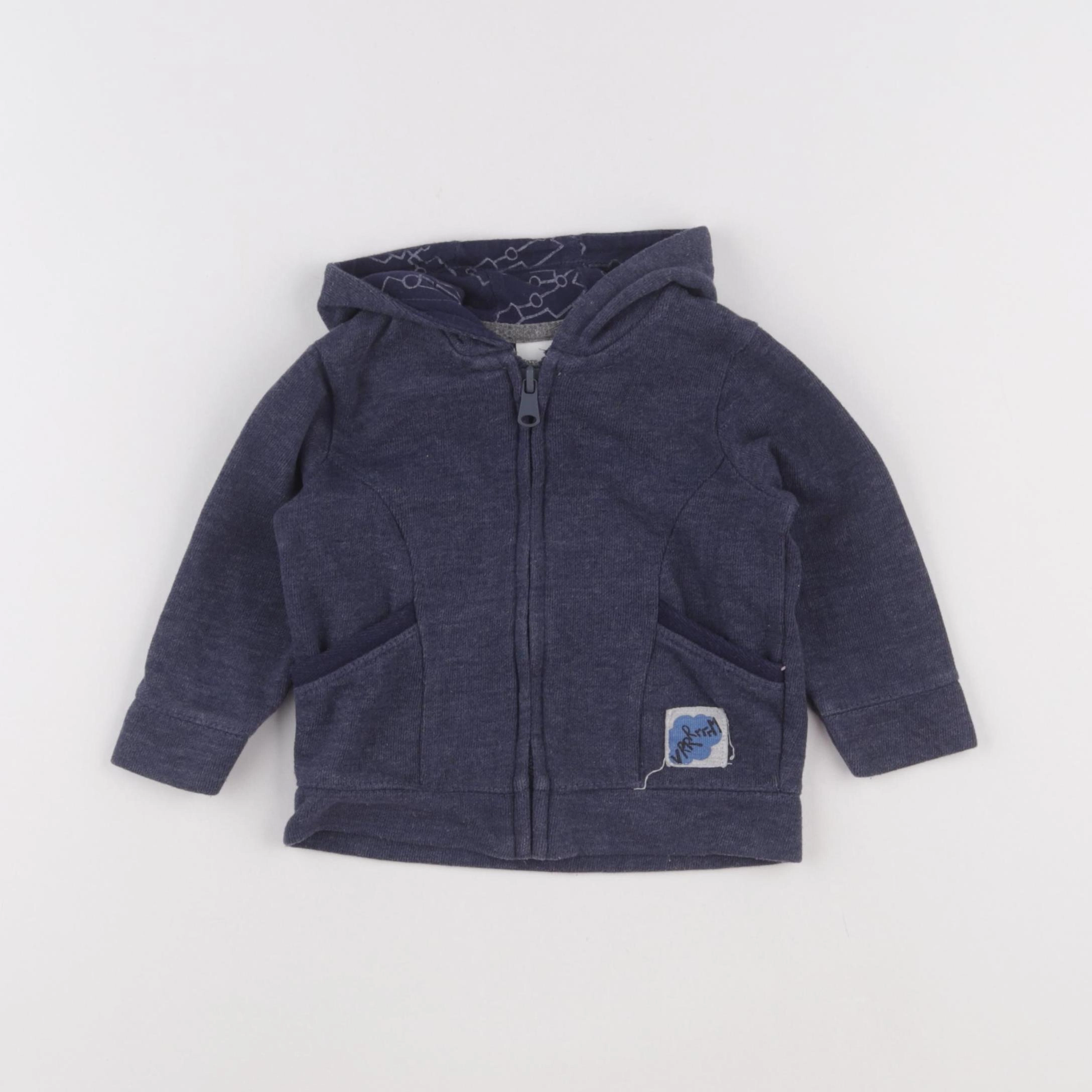 Zara - sweat bleu - 6/9 mois