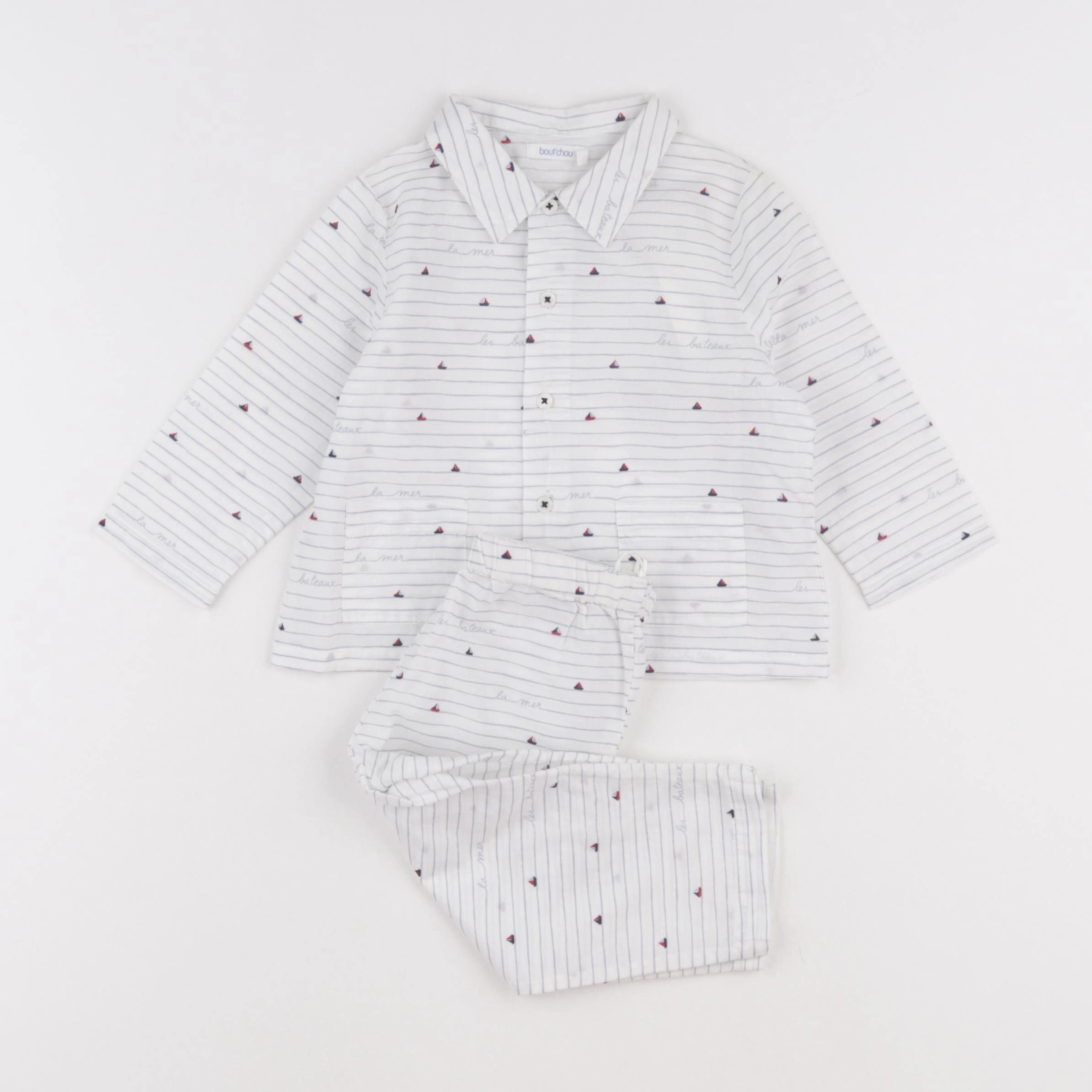 Boutchou - pyjama coton blanc - 12 mois