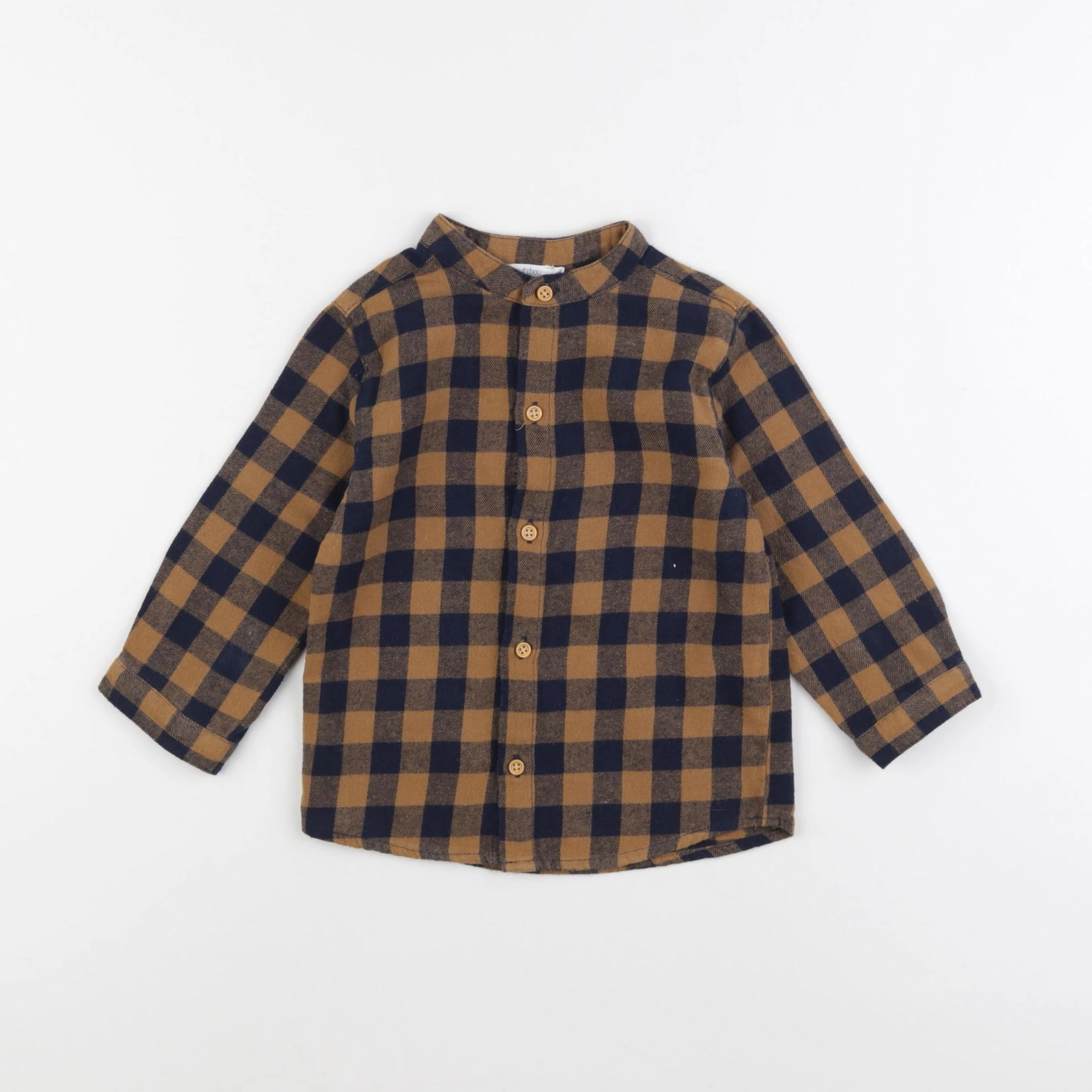 Boutchou - chemise marron, bleu - 18 mois