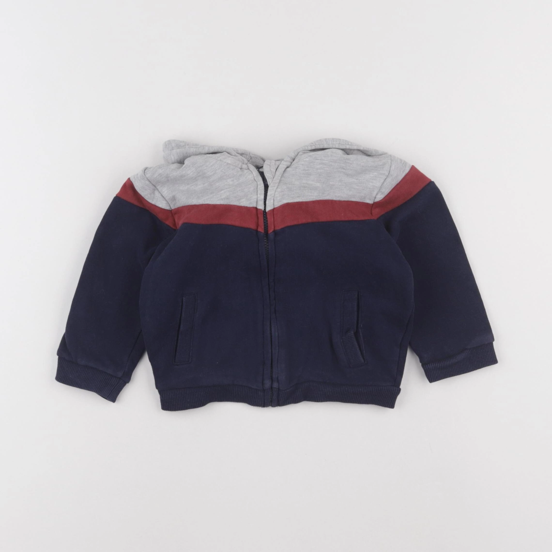 Vertbaudet - sweat gris, bleu - 12 mois