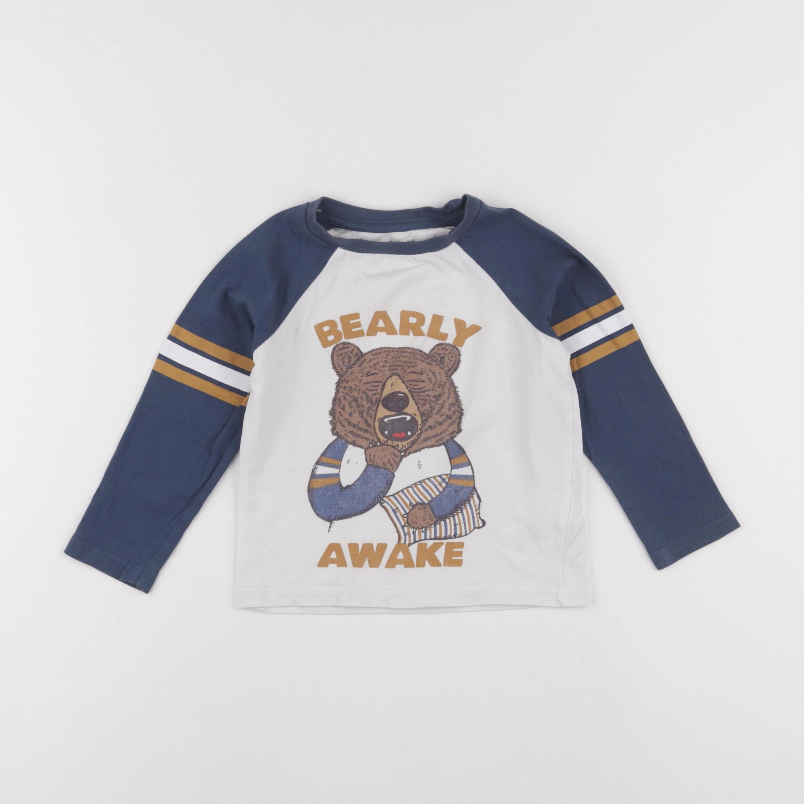 Vertbaudet - tee-shirt blanc, bleu - 4 ans
