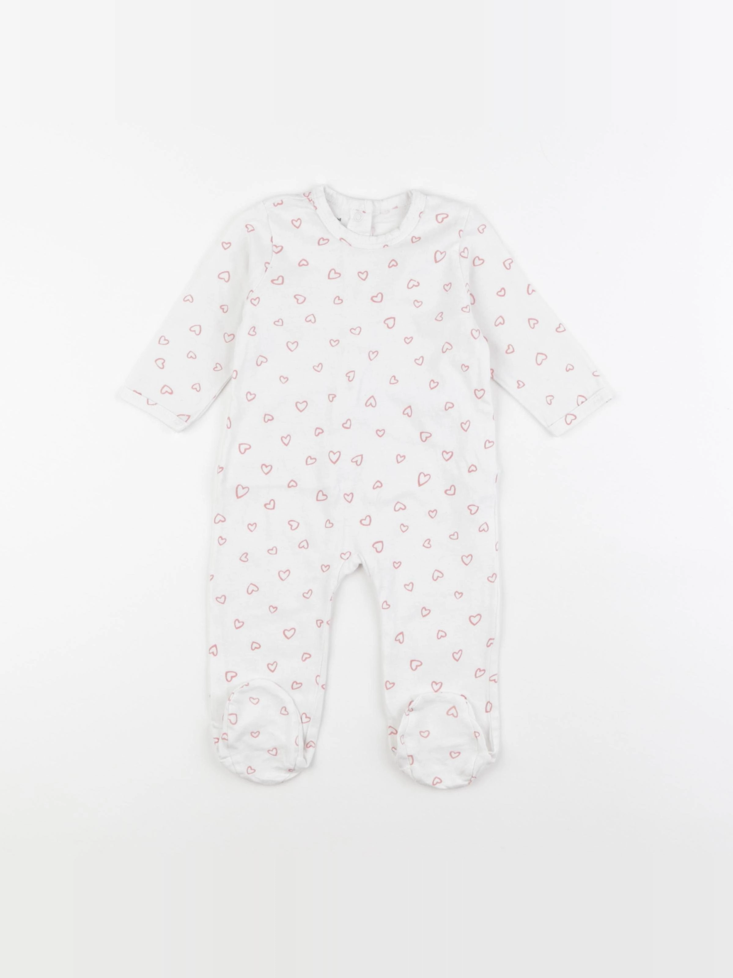 Vertbaudet - pyjama coton blanc, rose - 6 mois