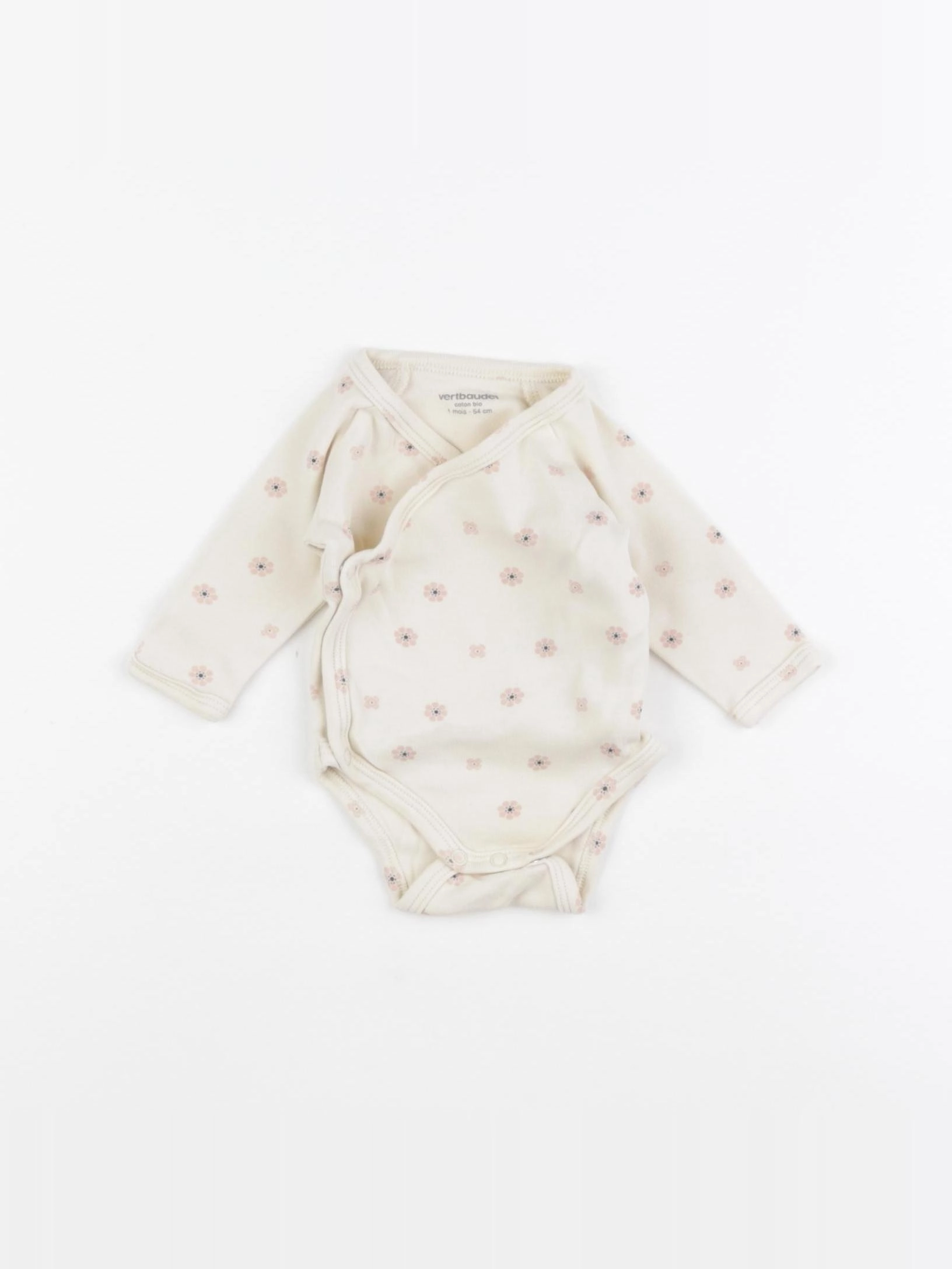 Vertbaudet - body beige, rose - 1 mois