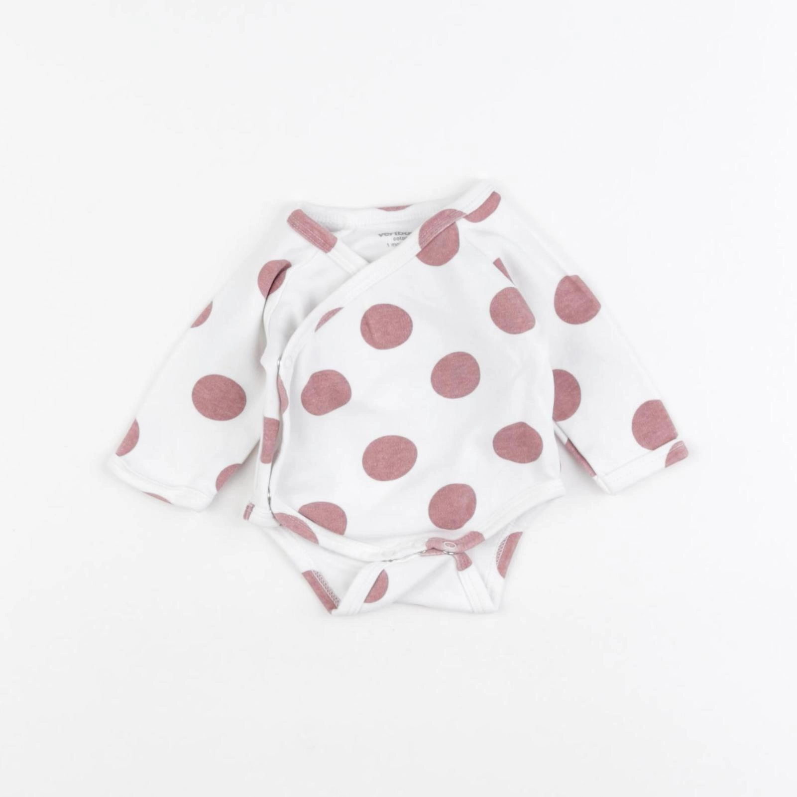 Vertbaudet - body blanc, rose - 1 mois