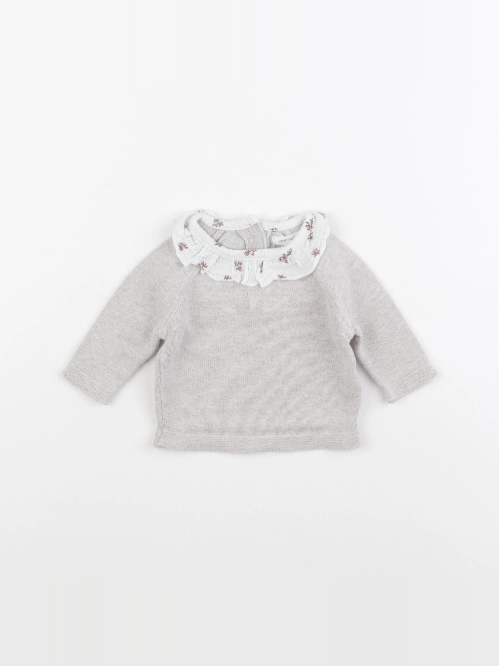 Vertbaudet - pull gris - 1 mois