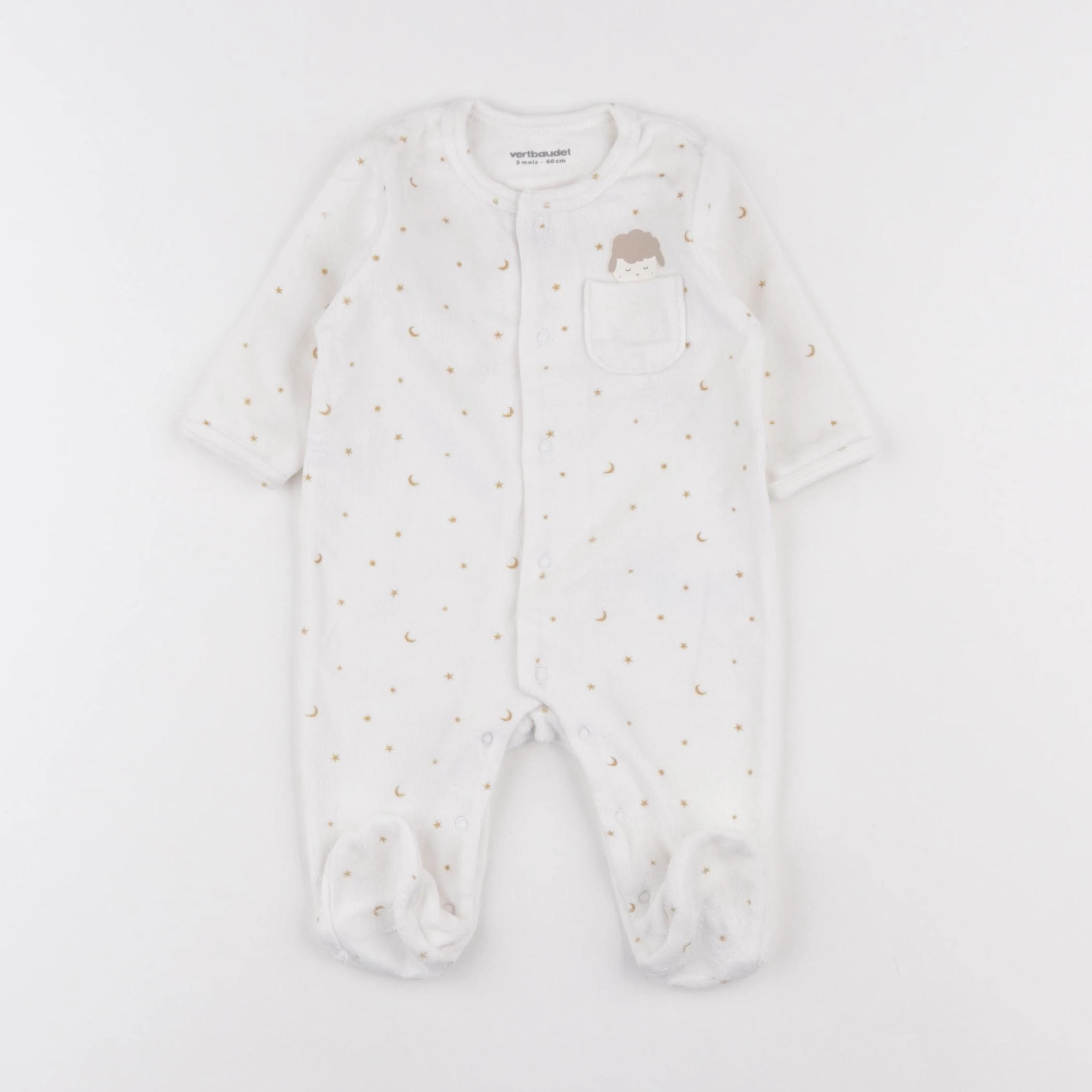 Vertbaudet - pyjama velours blanc - 3 mois