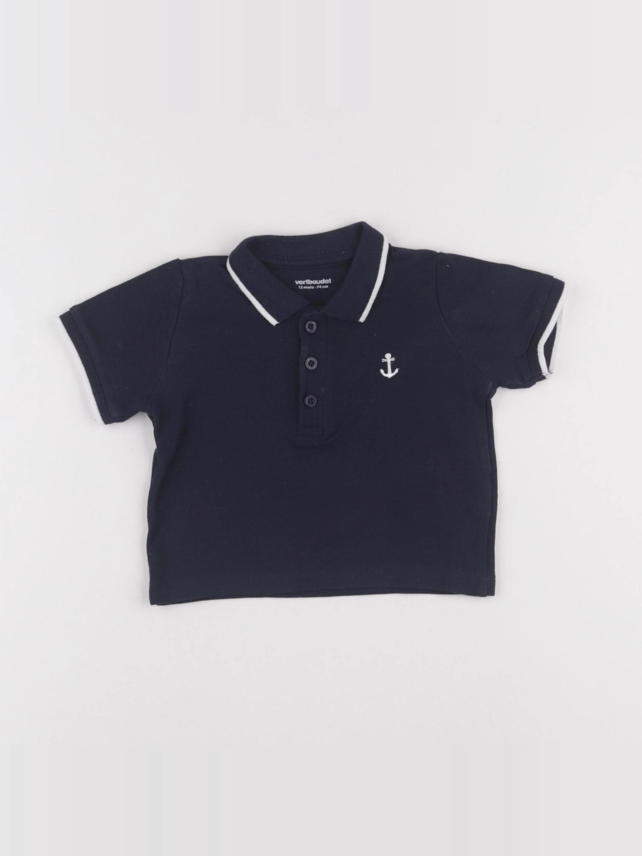 Vertbaudet - polo bleu - 12 mois