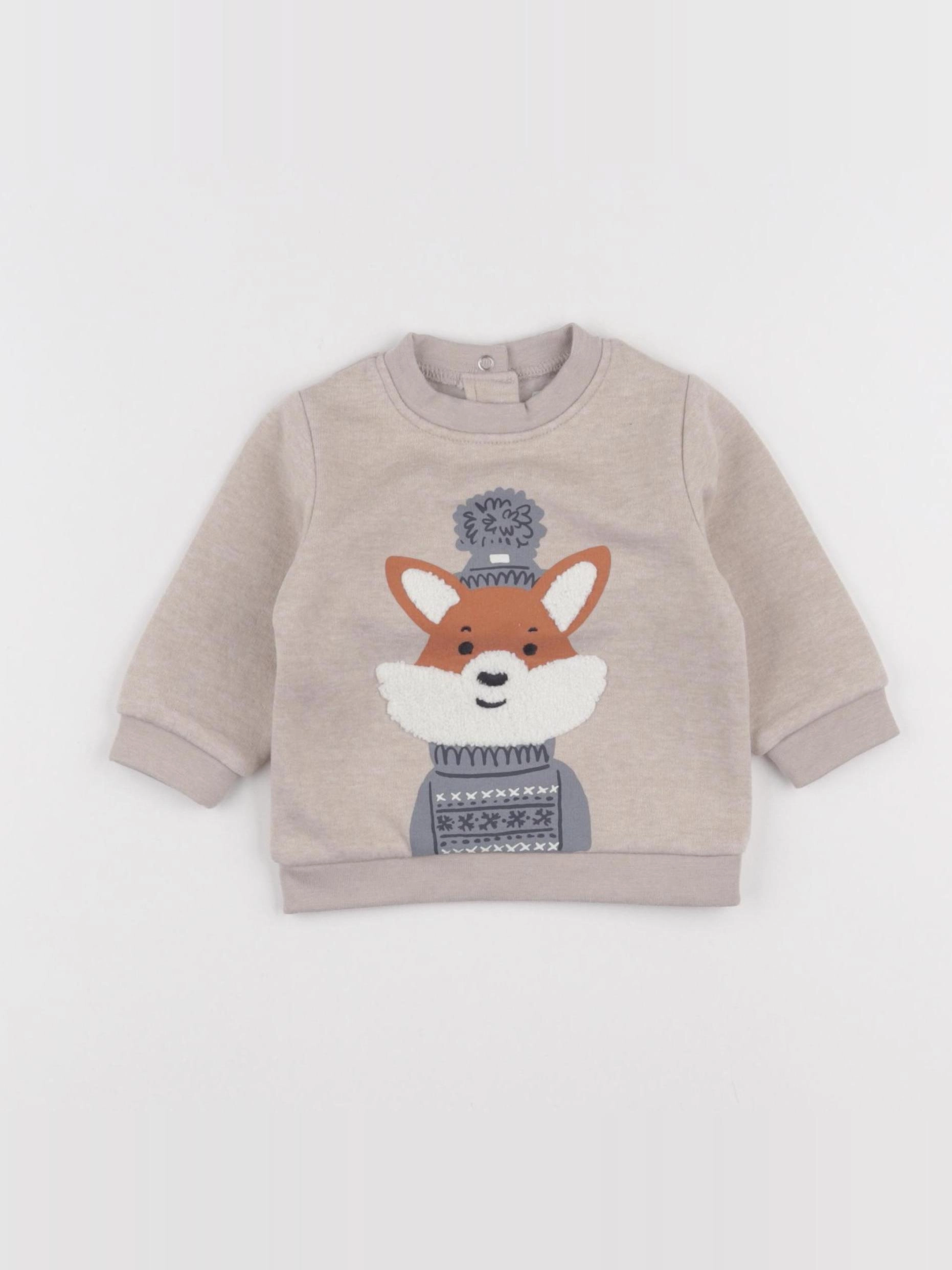 Vertbaudet - sweat beige - 3 mois