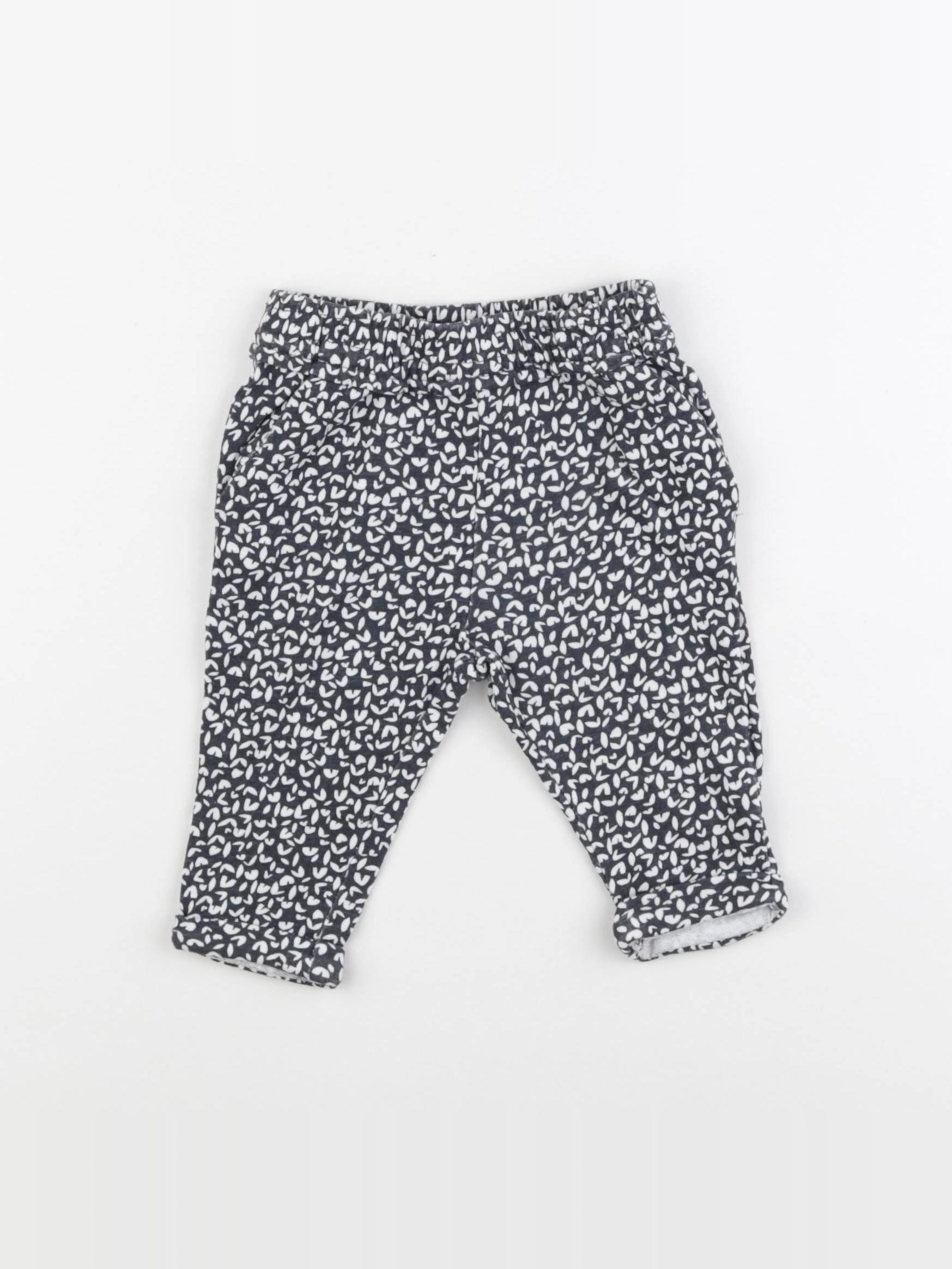 Vertbaudet - pantalon blanc, bleu - 9 mois