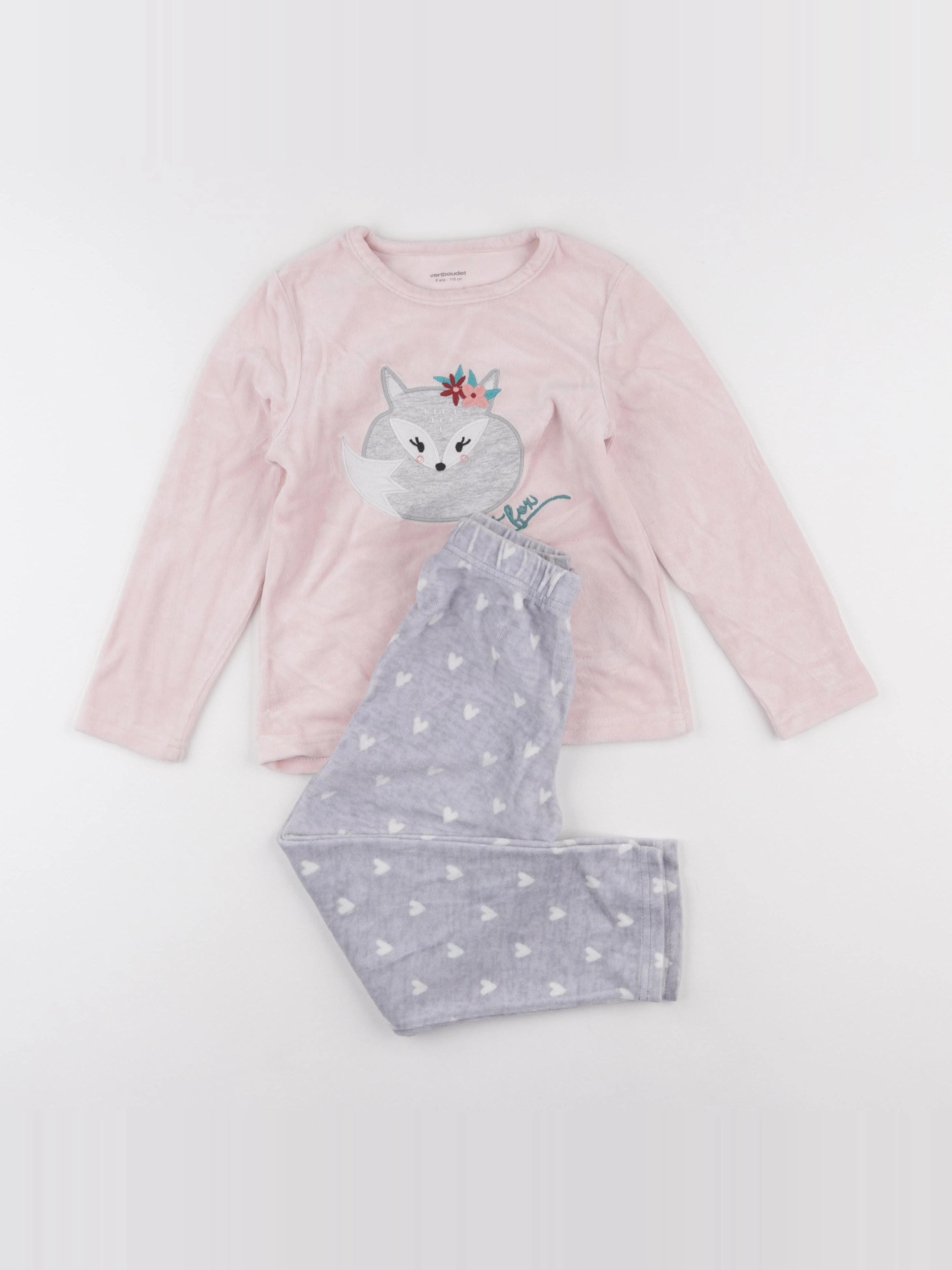 Vertbaudet - pyjama velours rose - 6 ans