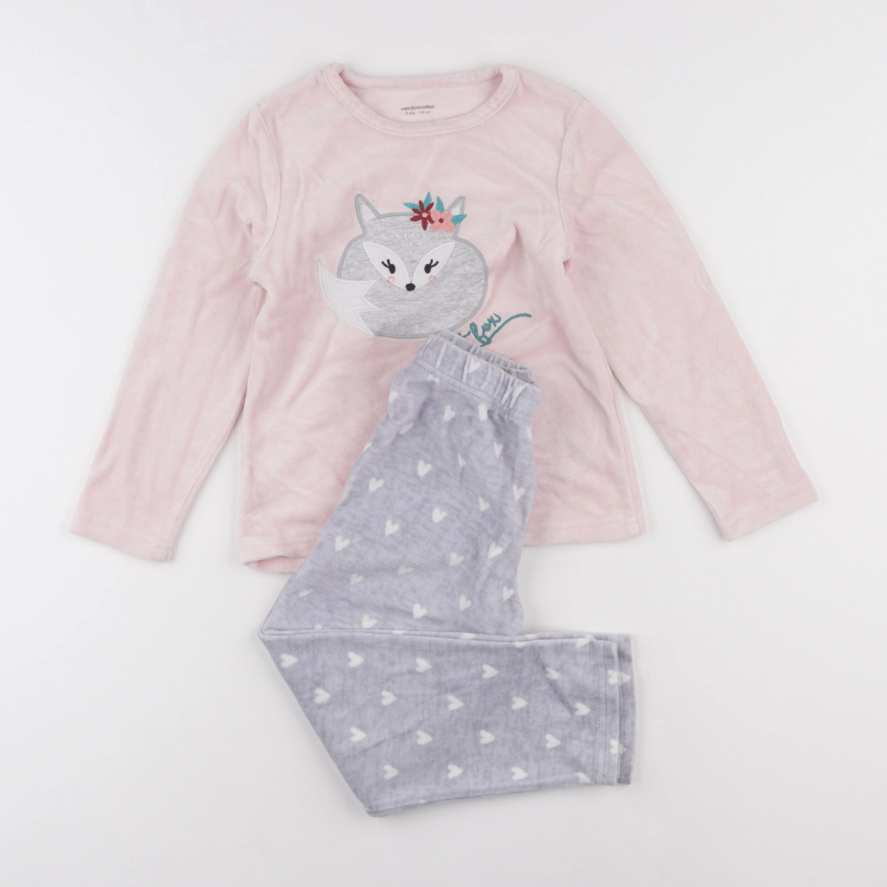 Vertbaudet - pyjama velours rose - 6 ans